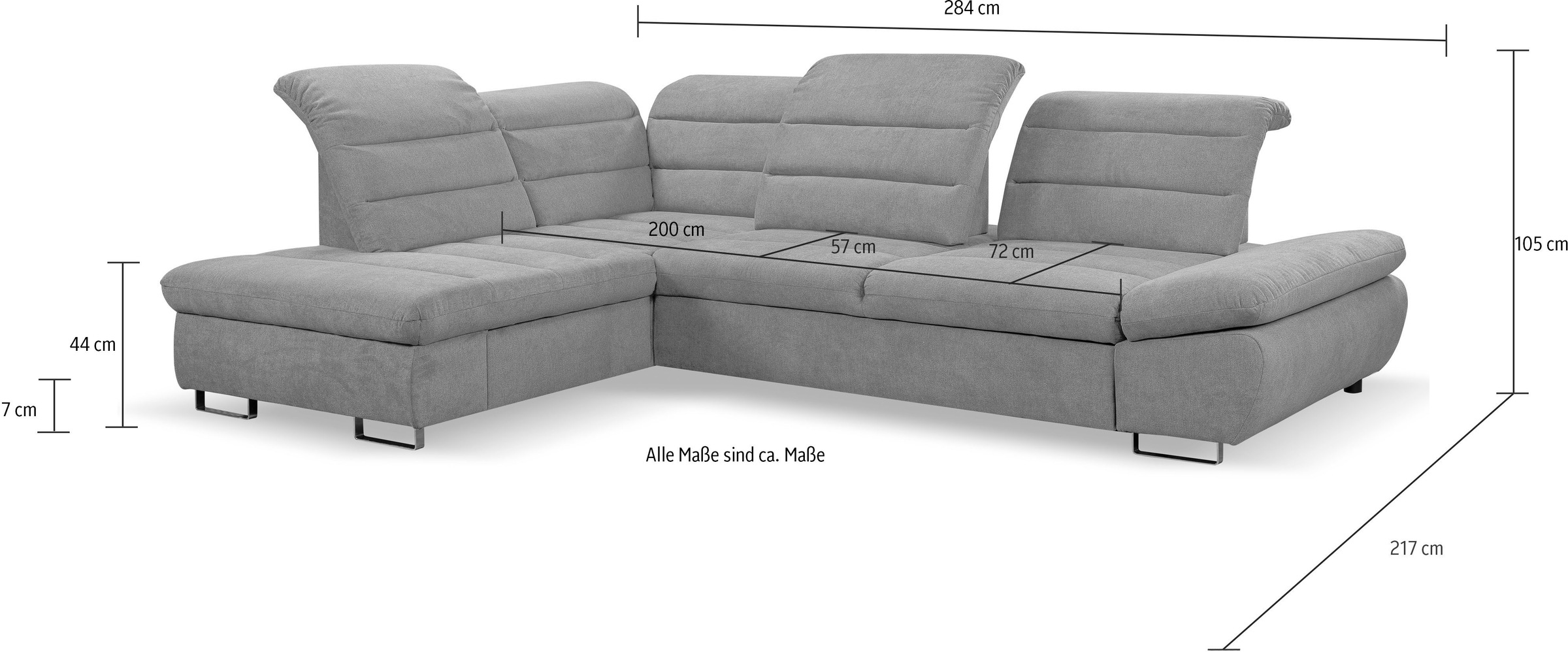 WERK2 Ecksofa Sitztiefenverstellung, »Roma«, mit BAUR Schlaffunktion, Sofa | Kopfteile verstellbare