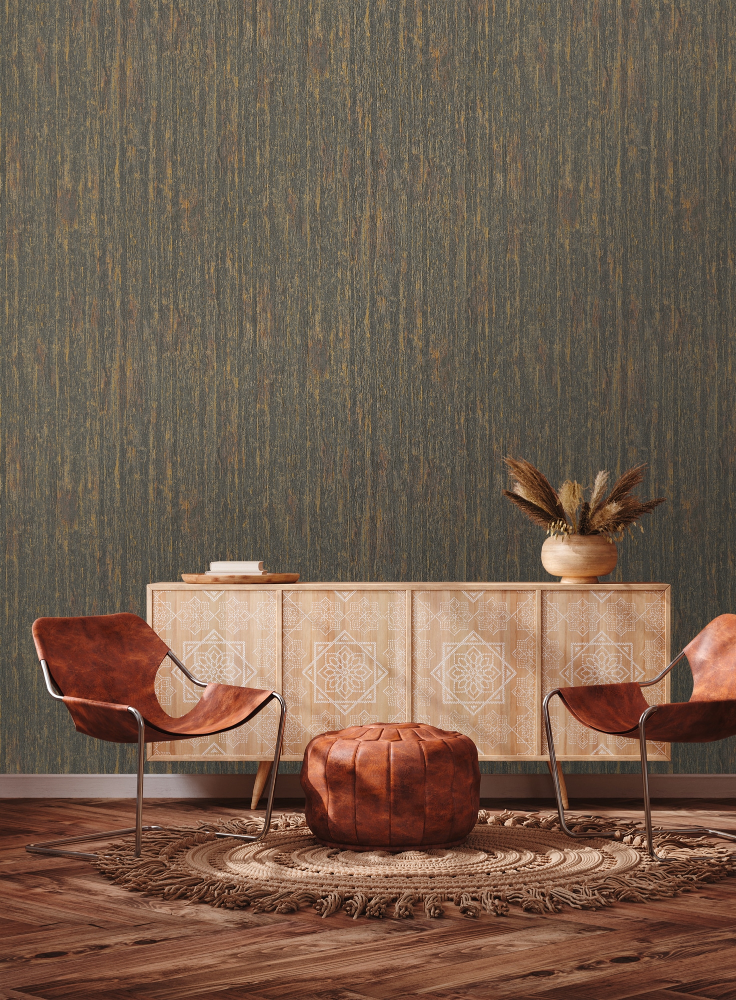 living walls Vliestapete »Smart Surfaces Holz-Optik Tapete Mustertapete Struktur-Optik Natur«, leicht glänzend, Vliestapete Metallic-Effekt für Schlafzimmer Küche Wohnzimmer Holz