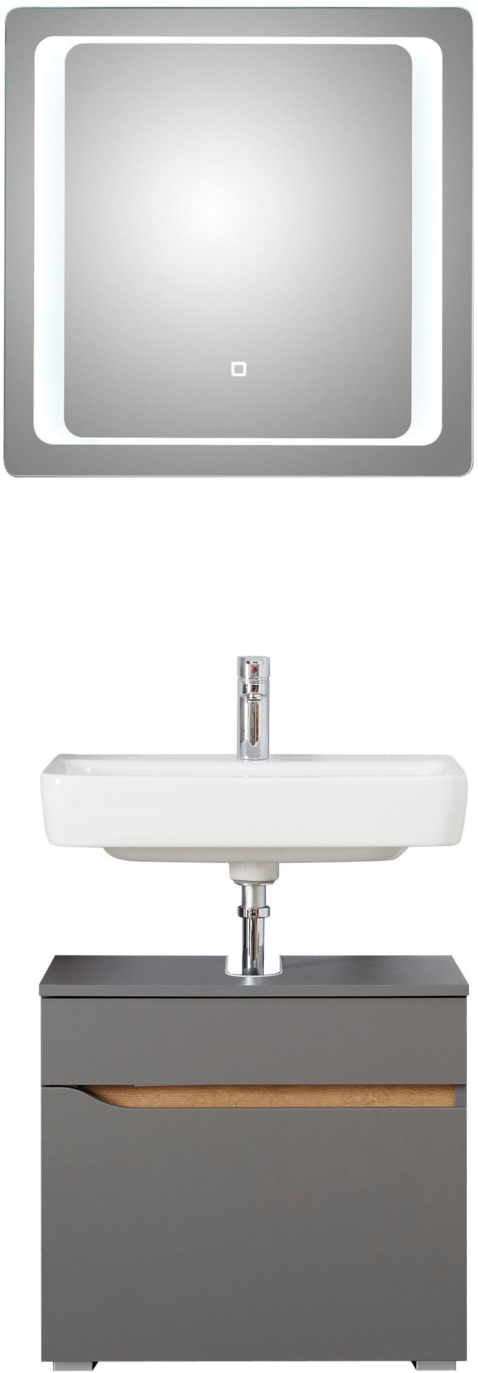 Badmöbel-Set »Quickset 2-teilig, Waschbeckenunterschrank mit LED-Spiegel«, (2 St.),...