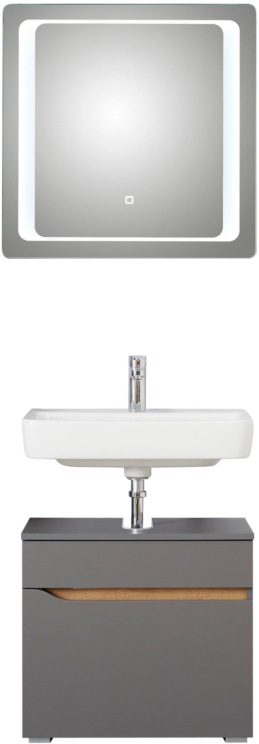 Saphir Badmöbel-Set "Quickset 2-teilig, Waschbeckenunterschrank mit LED-Spi günstig online kaufen