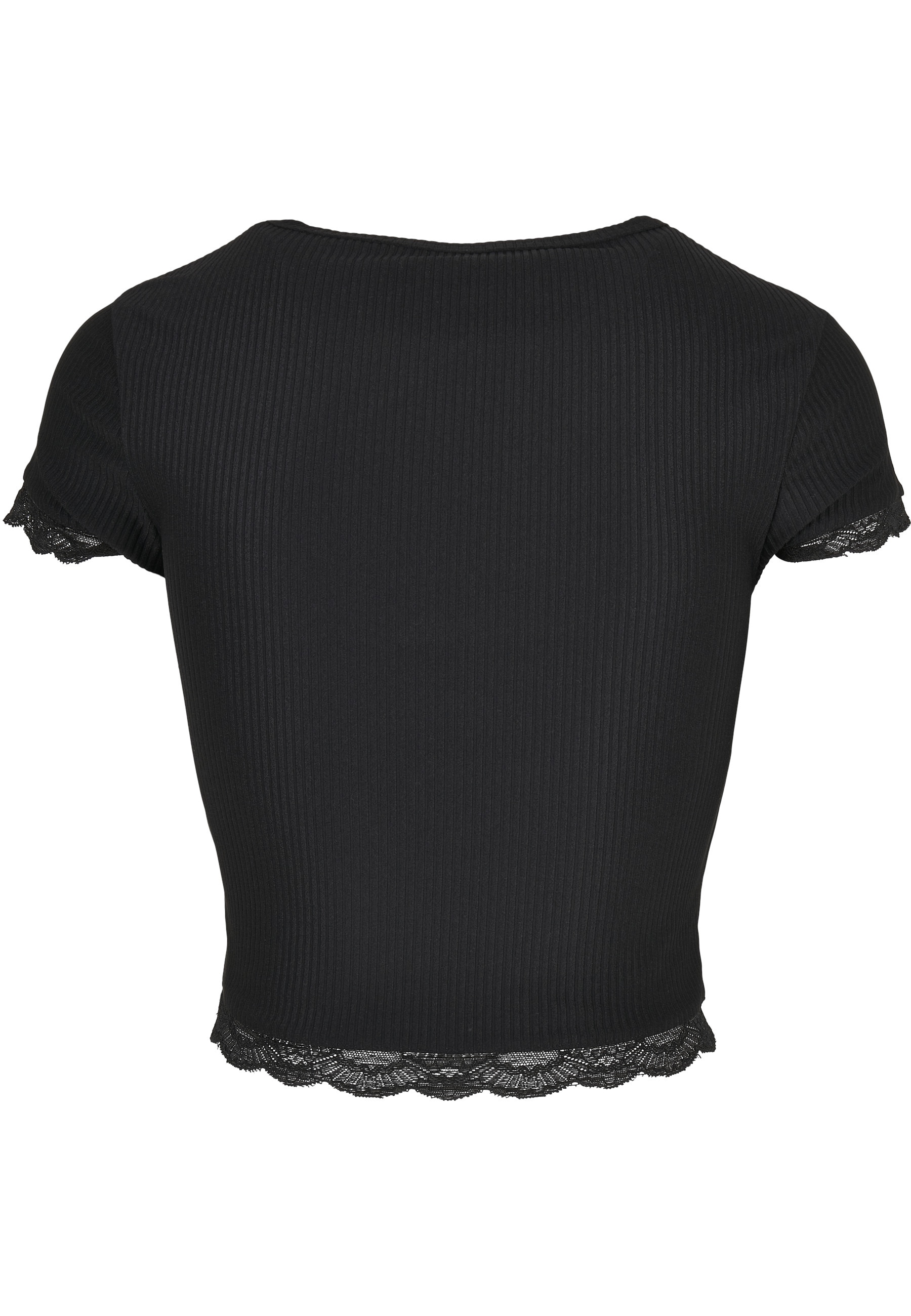 URBAN CLASSICS T-Shirt »Urban Classics Damen Ladies Cropped Lace Hem Tee« 1 Stk.