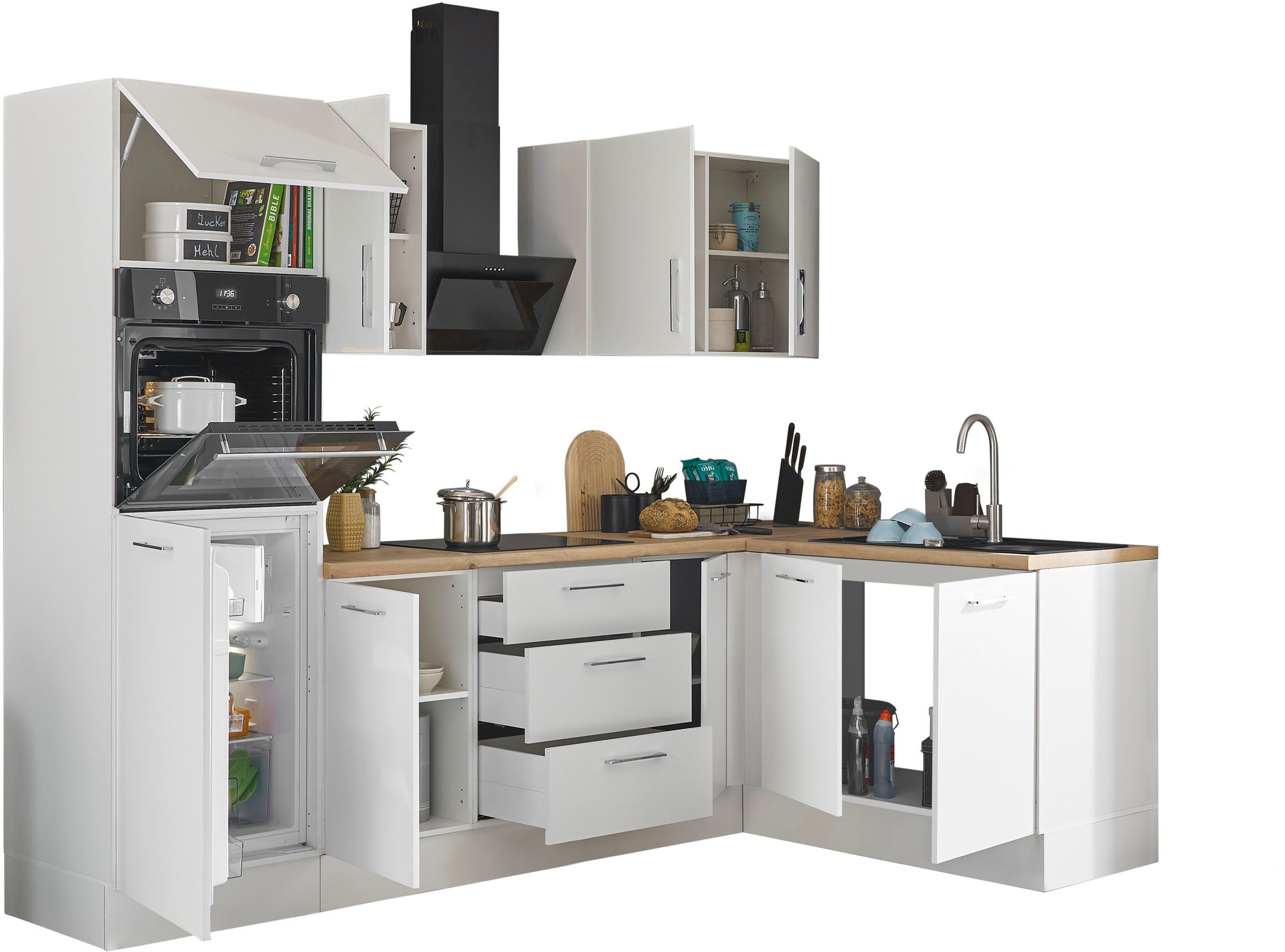 BASIC by Balculina Winkelküche »Turin«, Stellbreite 270x175 cm, wahlweise mit E-Geräten