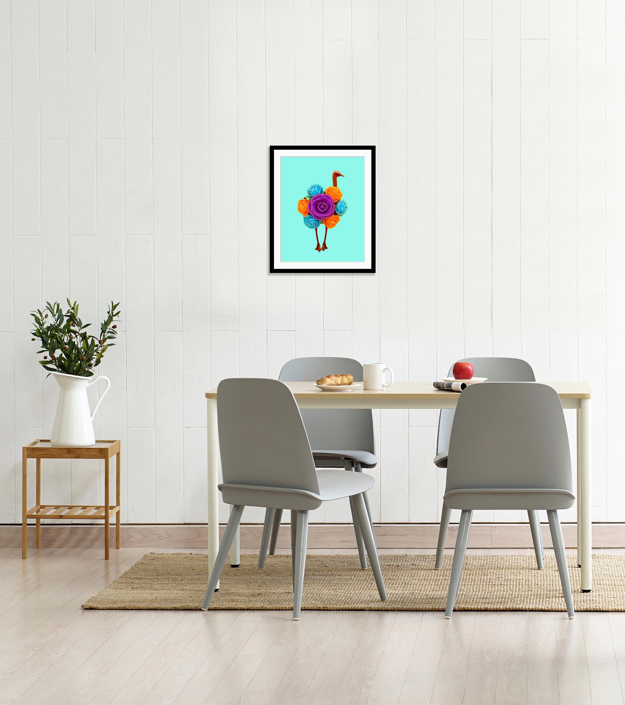 queence Bild »Amy«, Blumen-Vögel-Vogelbilder-Kunst-Humor, HD Premium Poster-Druck inkl. Holzrahmen