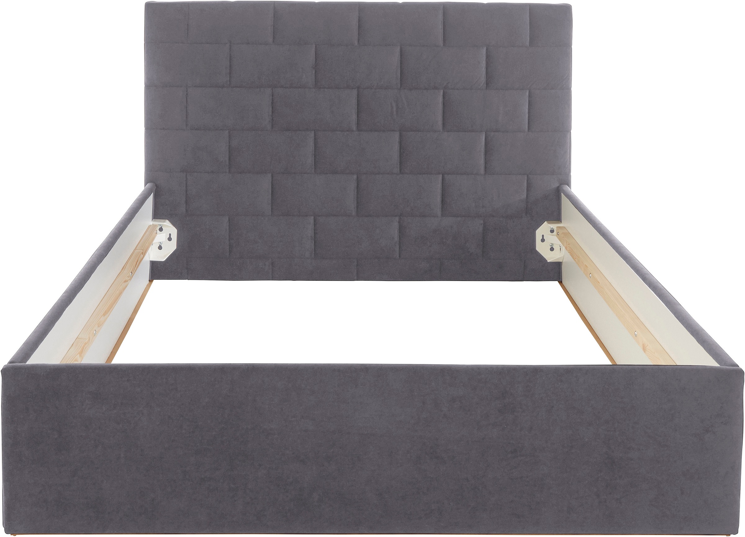 Polsterbett, grau (anthrazit), Liegefläche Länge B: 200cm x 140cm, Höhe Bettseite: 42cm, 7-Zonen-Kaltschaummatratze Gewicht bis: 80 kg H2, Bezug Bett: 100% Polyester;Bonnell-Federkernmatratze: 51% Polypropylen, 39% Polyester, 10% Baumwolle;Kaltschaummatra 2