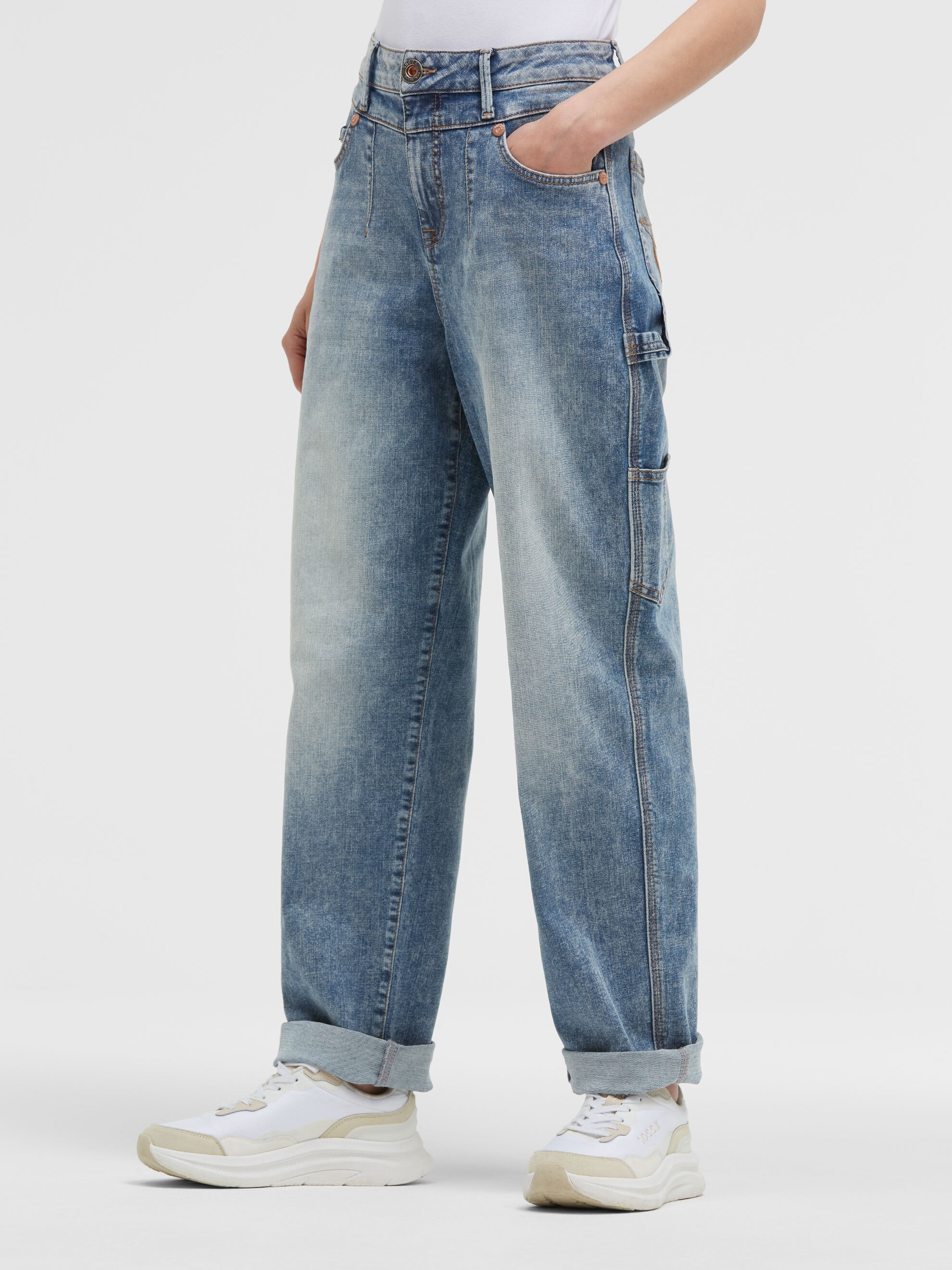 SOCCX Loose-fit-Jeans mit schmalem Bein