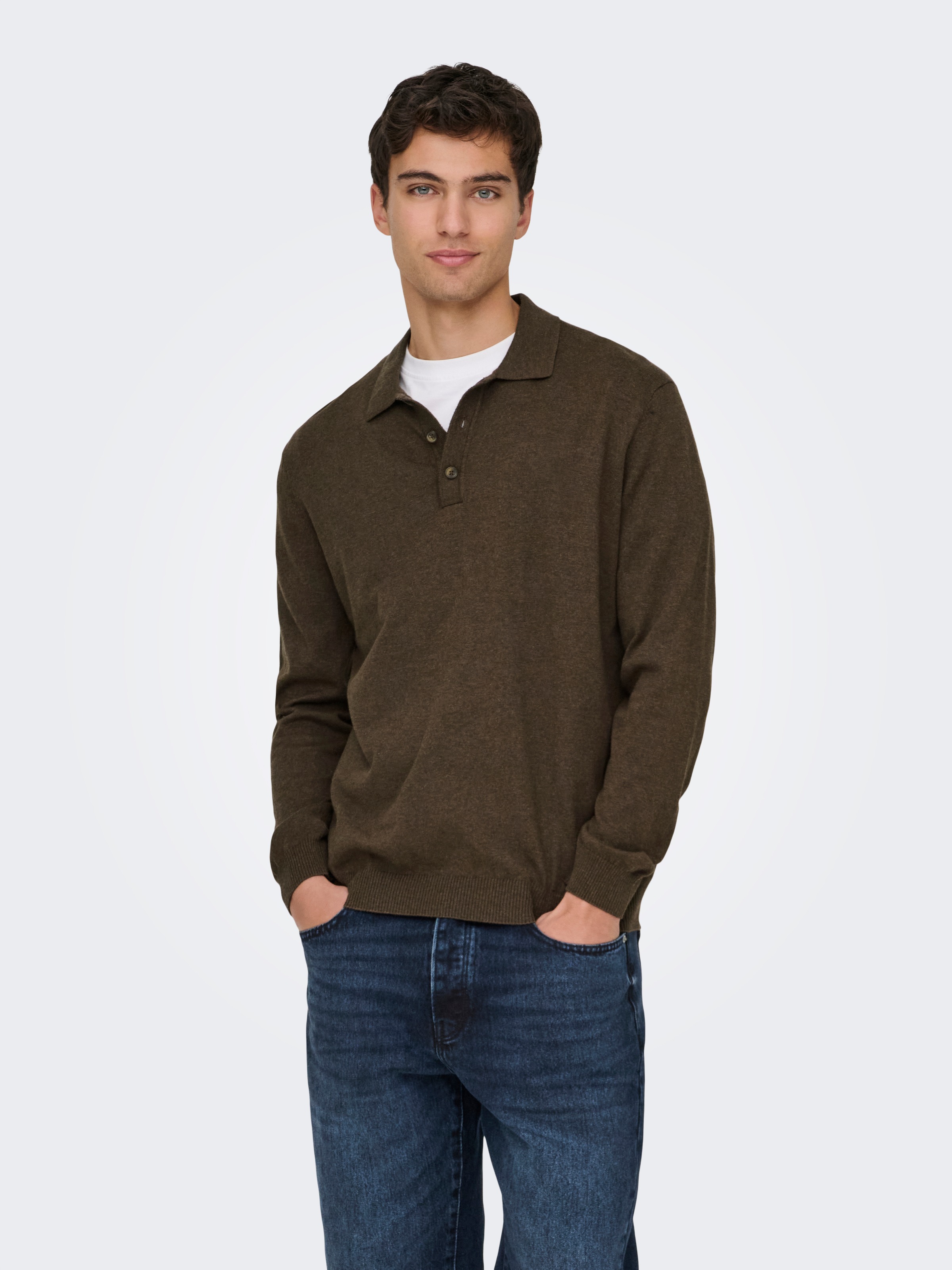 ONLY & SONS Polokragenpullover "ONSLOUI REG 12 LS MEL POLO KNIT" günstig online kaufen