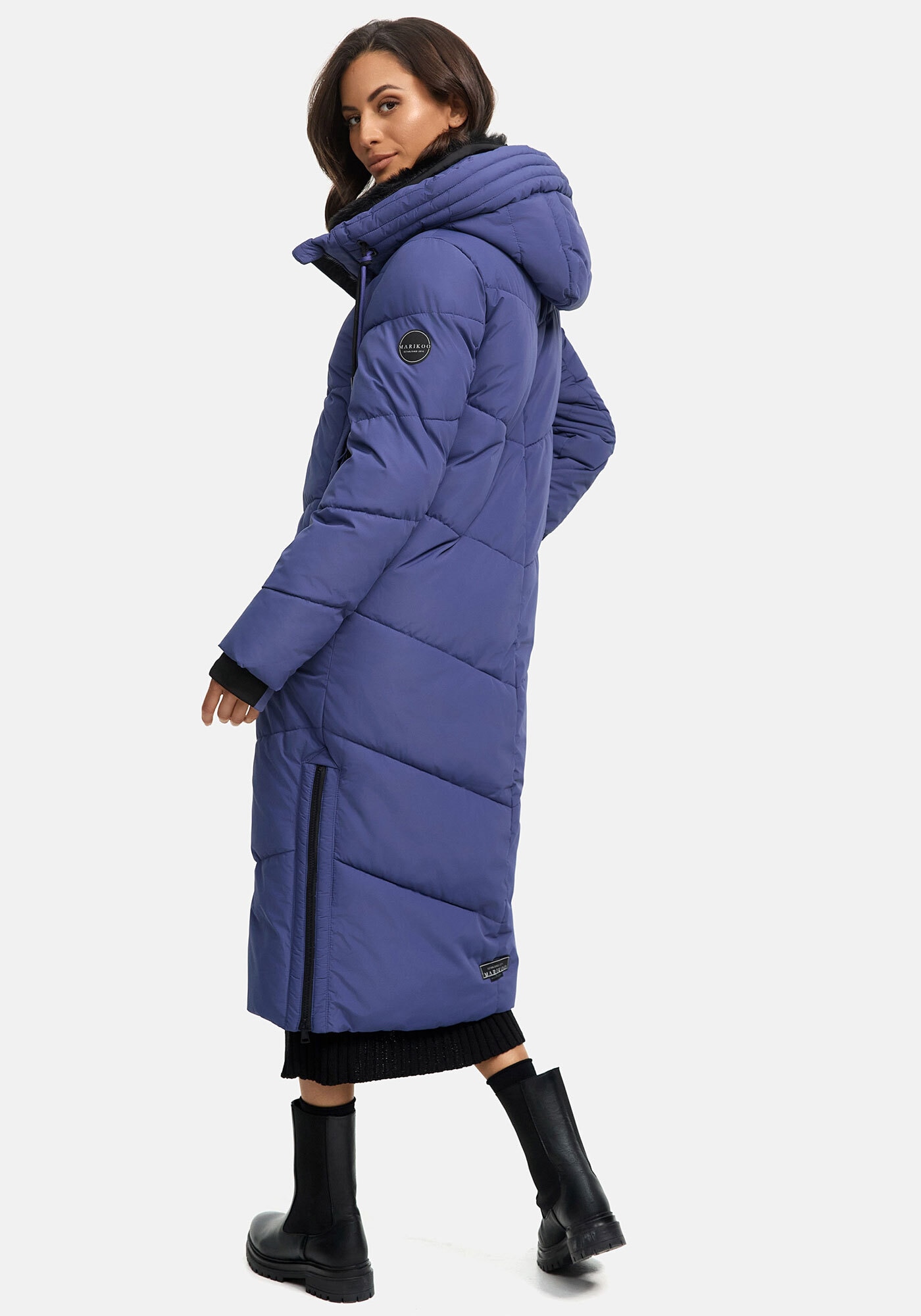 Marikoo Winterjacke »Nadaree XVI«, Stepp Mantel mit großer Kapuze
