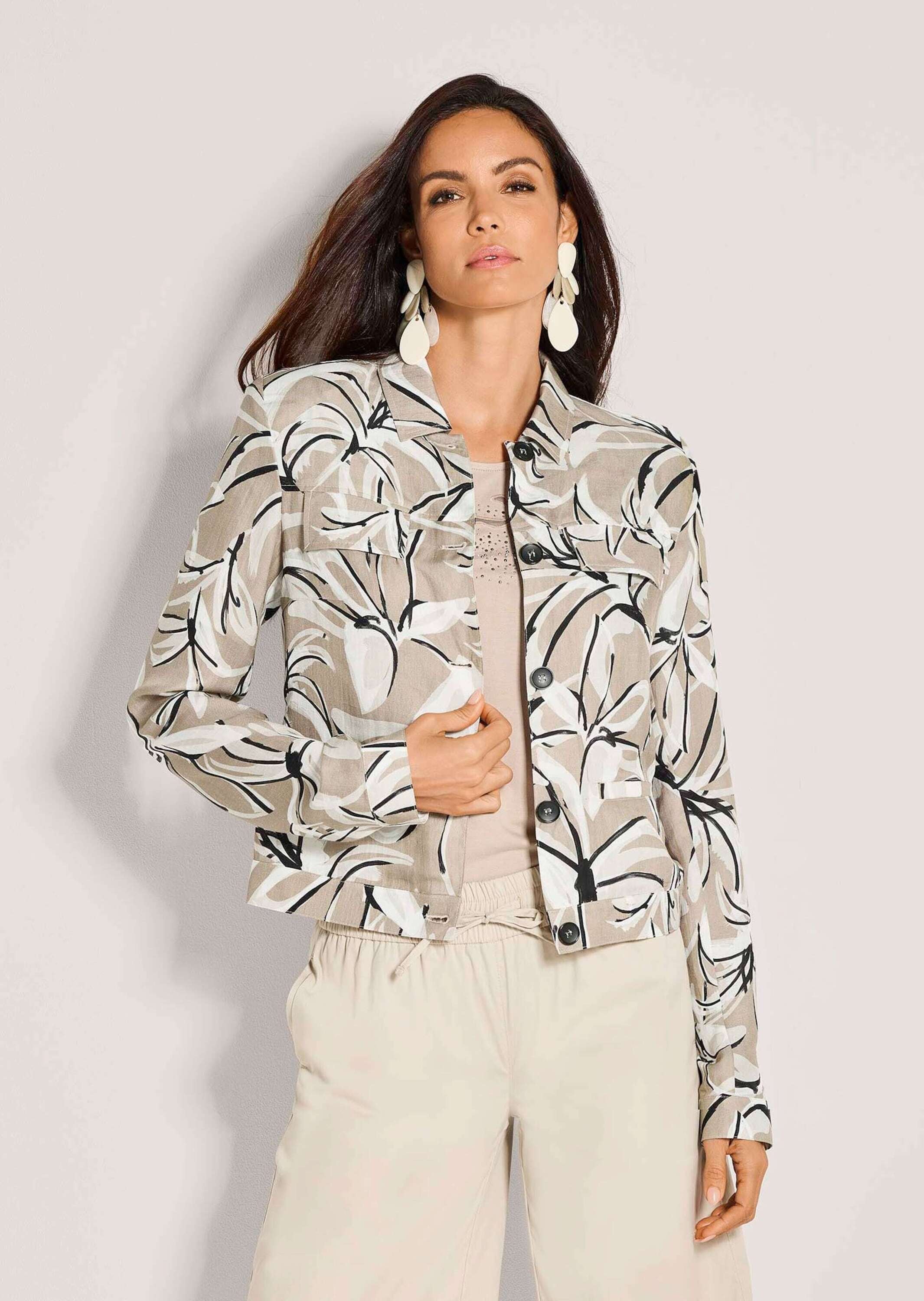 MADELEINE Jackenblazer »Blazer Kurzblazer mit floralem Muster« Knopfmaschetten