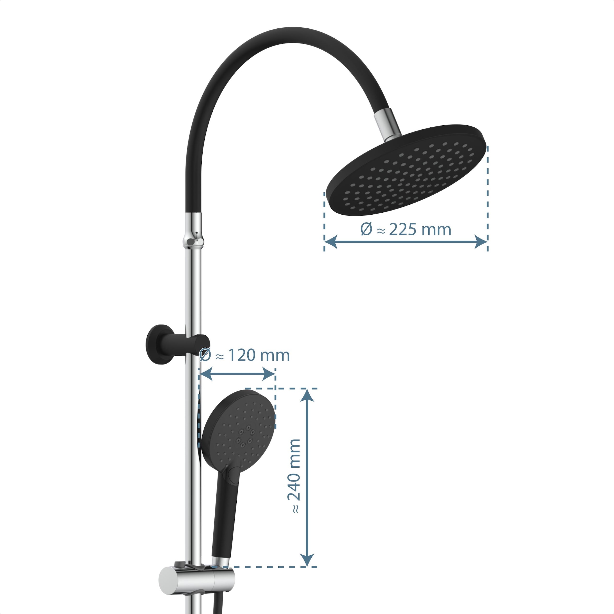 Schütte Duschsystem »MATAO RAIN«, Regendusche ohne Armatur, Handbrause mit 3 Funktionen