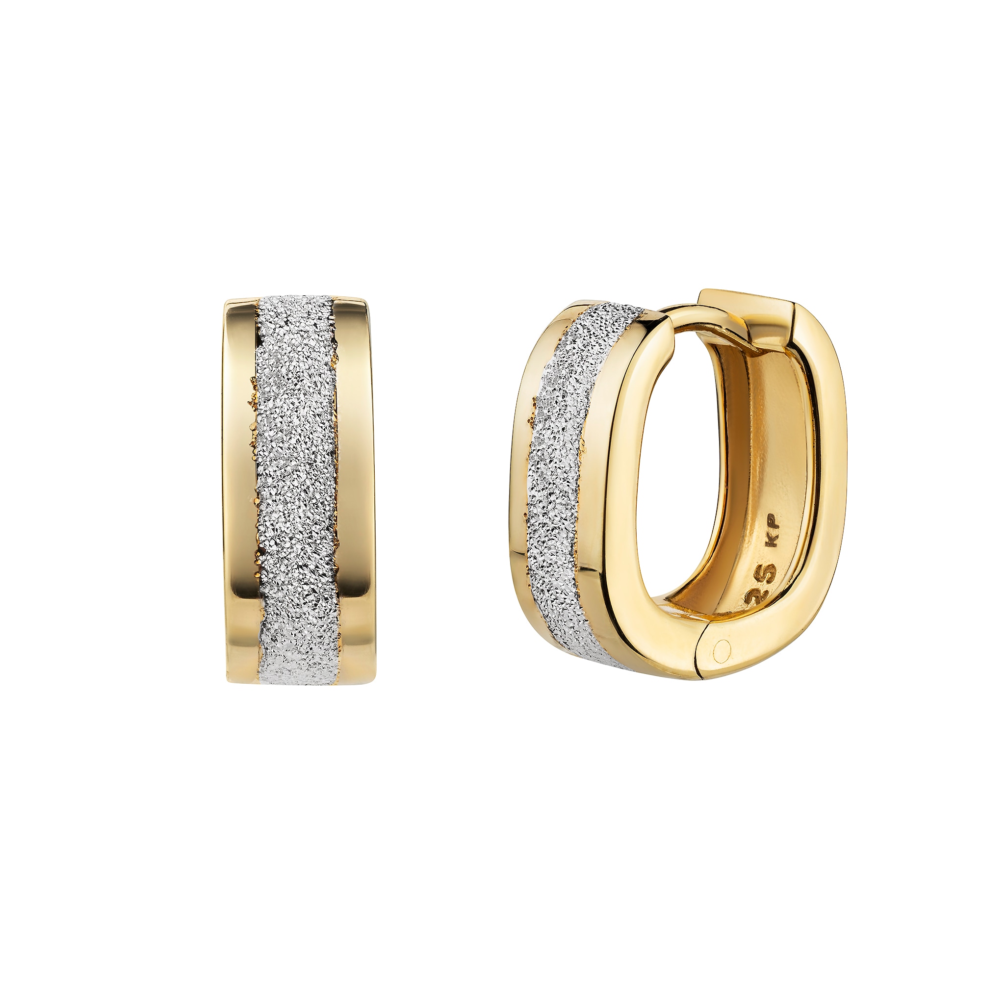 Paar Creolen FIRETTI "Schmuck Geschenk Silber 925 Ohrschmuck Ohrringe", gelbgoldfarben, silberfarben, Ohrringe, Damen, Silber 925 (Sterlingsilber)