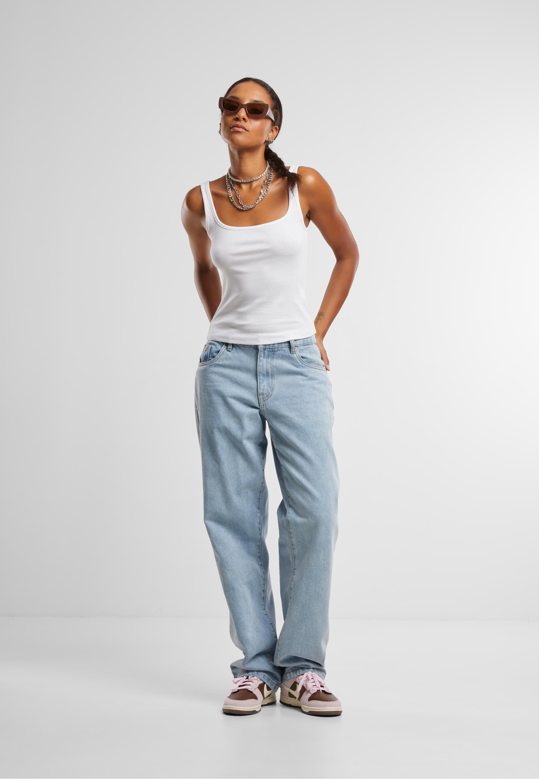 URBAN CLASSICS Muskelshirt »Urban Classics Ladies Wide Neck Rib Top 2-Pack«, (1 tlg.)