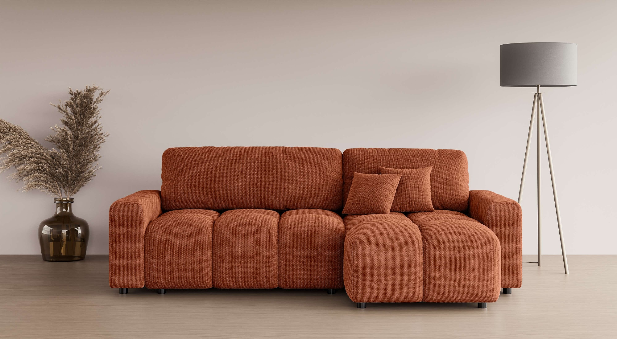 INOSIGN Ecksofa »FELICI, Schlafsofa 233cm, L-Form mit Recamiere beidseitig montierbar«, Designsofa mit Bettfunktion und Bettkasten, Maße B/T/H: 233/142/88 cm