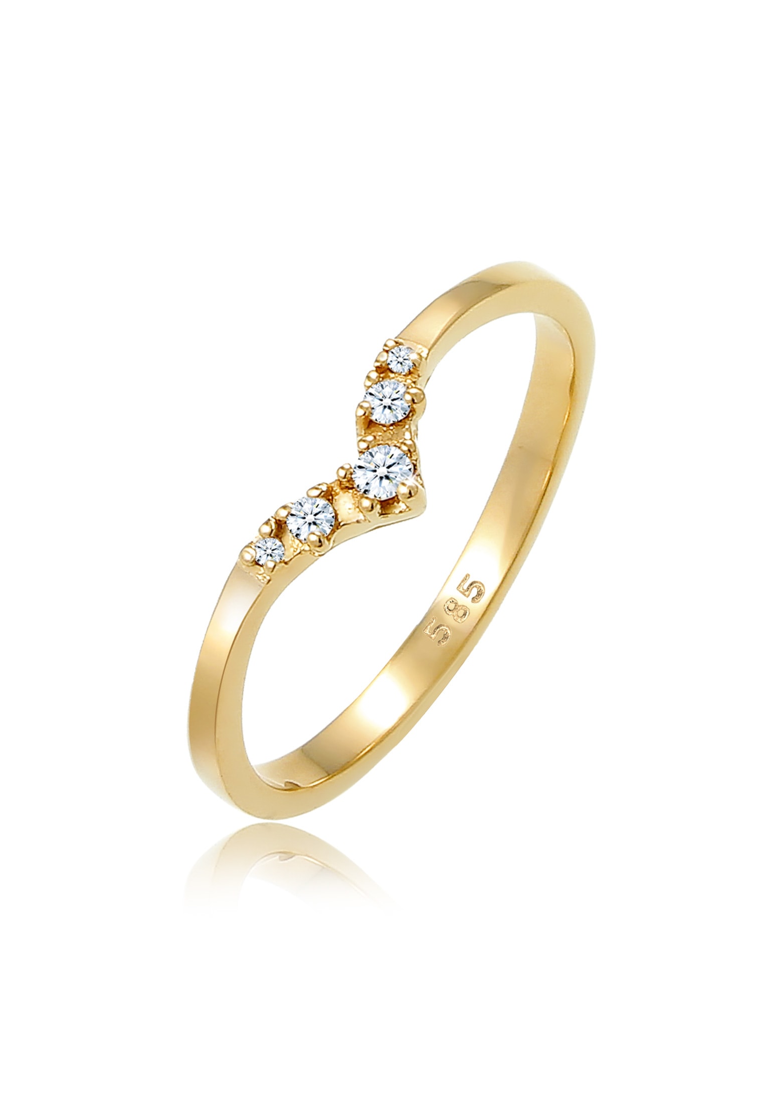 Verlobungsring »Verlobungsring V-Form Diamant 0.07 ct 585 Gelbgold«