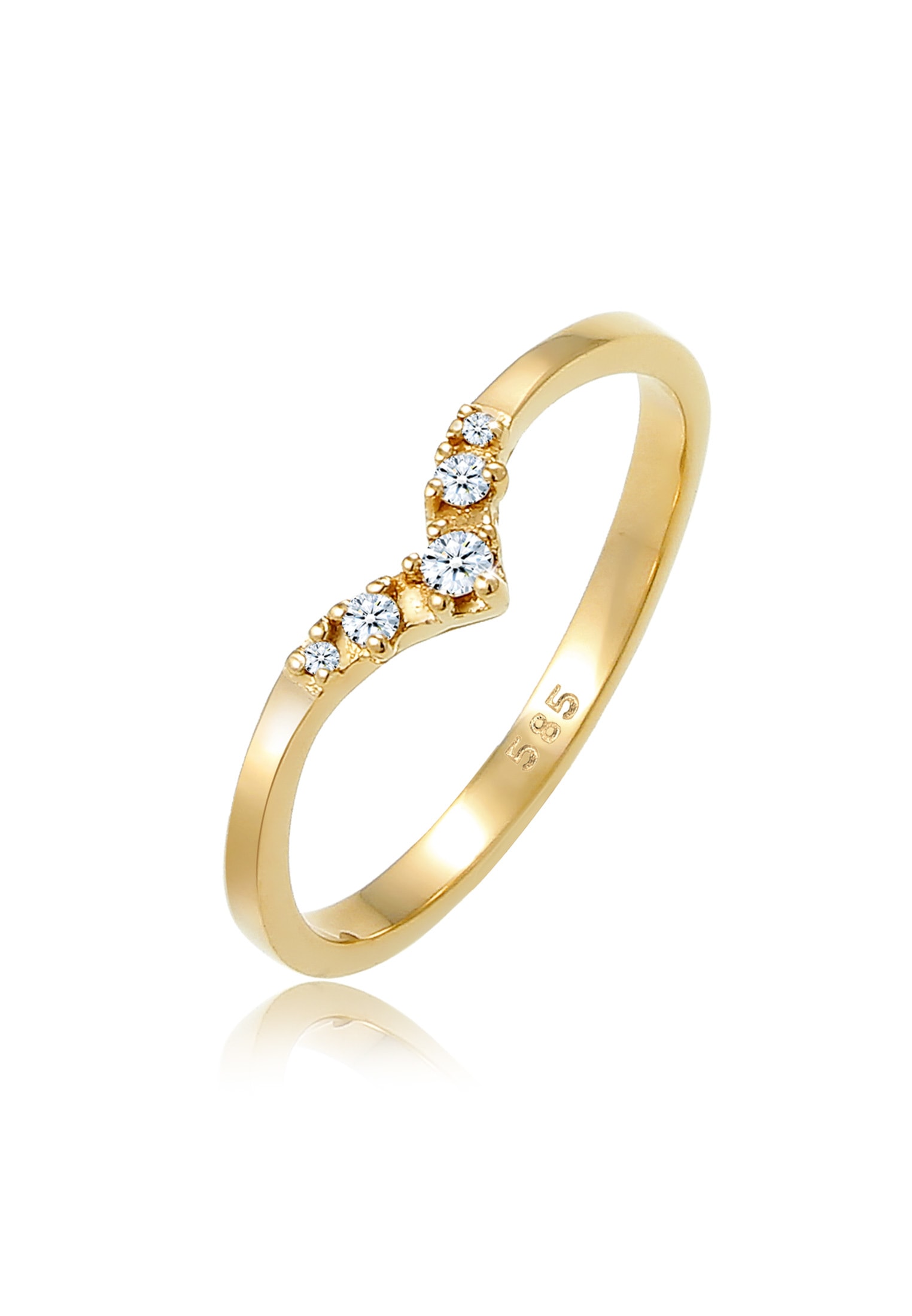 Elli DIAMONDS Verlobungsring »Verlobungsring V-Form Diamant 0.07 ct 585 Gelbgold«