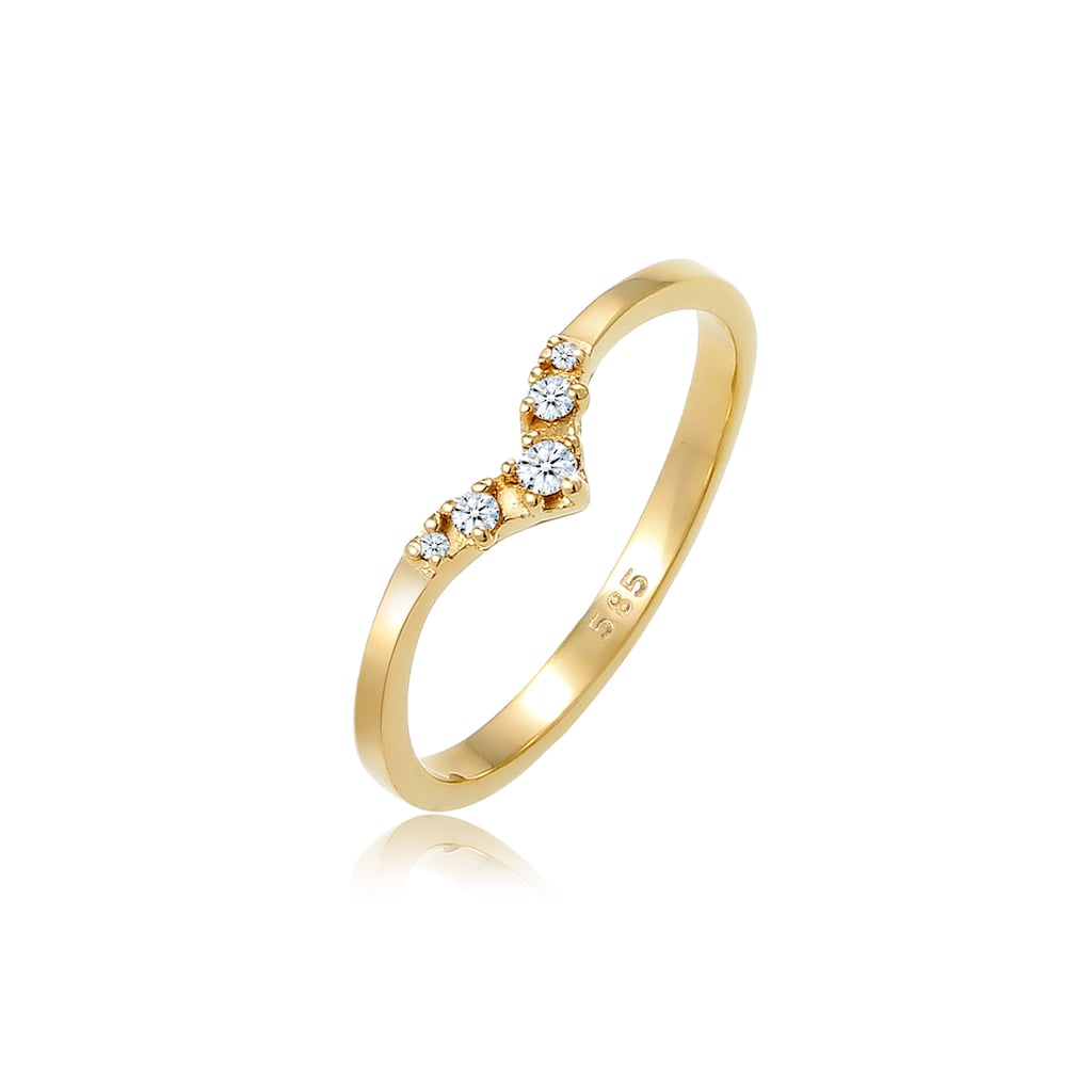 Elli DIAMONDS Verlobungsring »Verlobungsring V-Form Diamant 0.07 ct 585 Gelbgold«