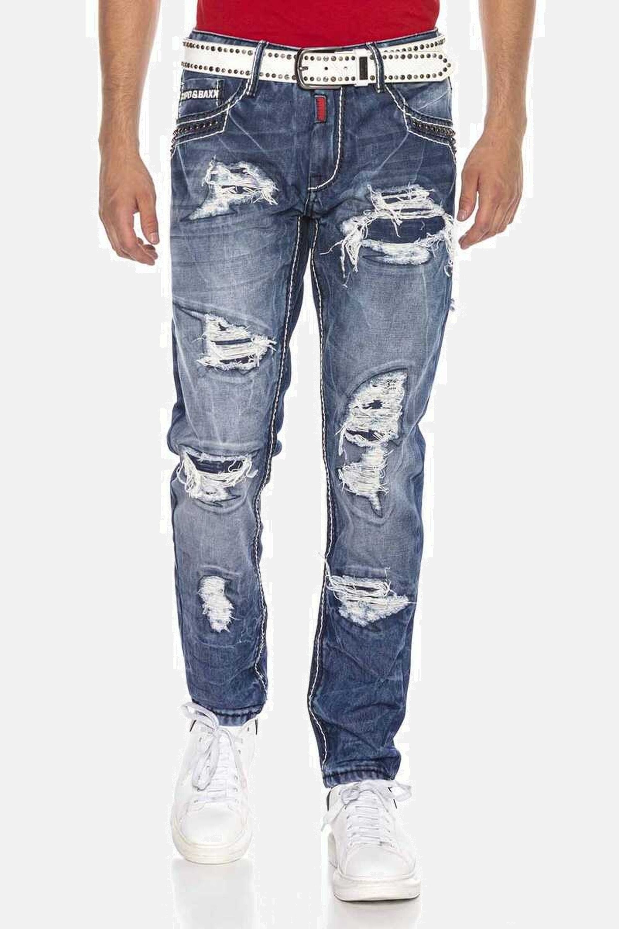 Cipo & Baxx Straight-Jeans »DENIM«, bequeme Jeans im angesagten Destroyed-Look, CD644