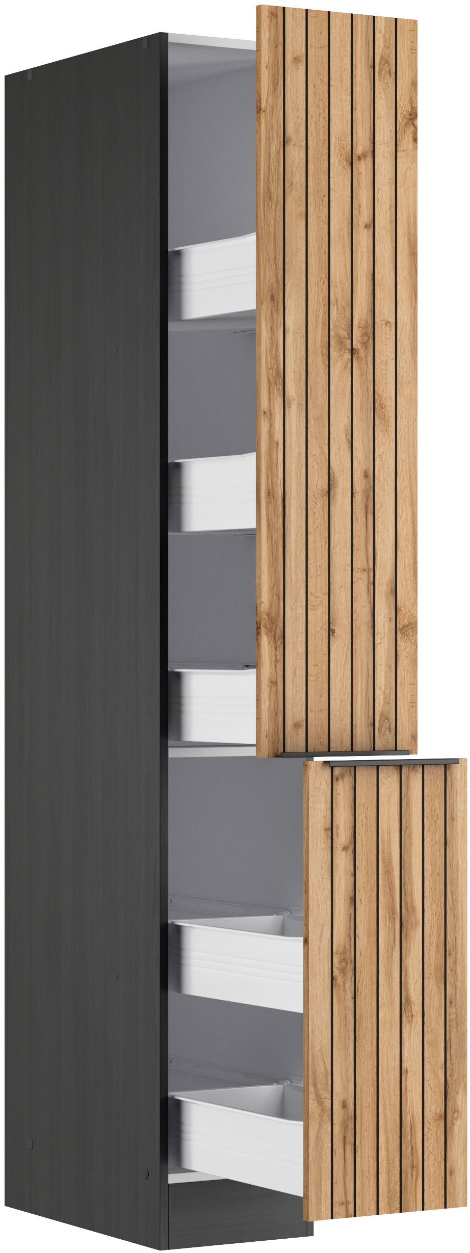 KOCHSTATION Apothekerschrank »KS-Lagos«, Breite/Höhe 30/200 cm, mit 5 großen Ablagekörben