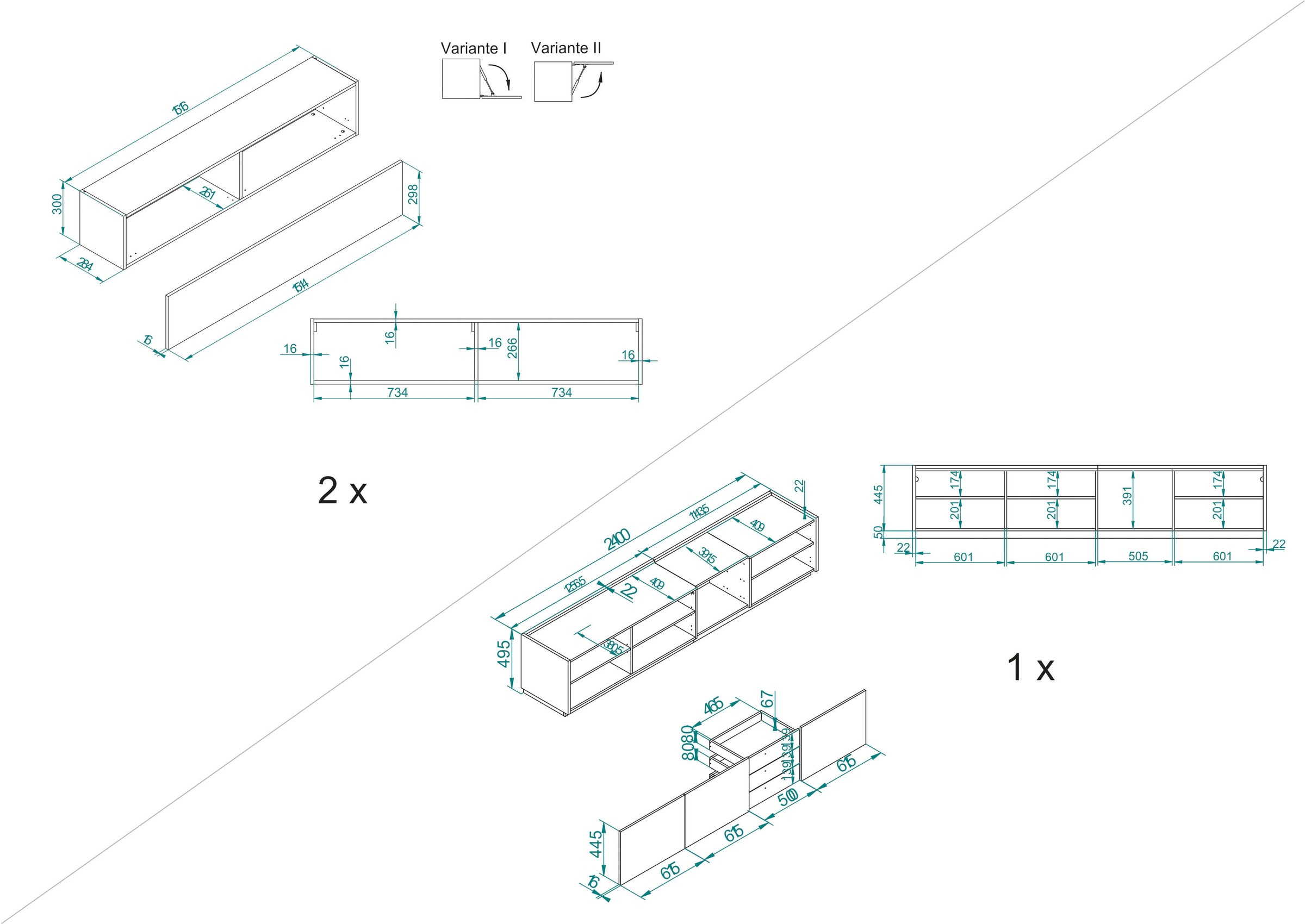 INOSIGN Schrank-Set »LARGO«, (Set, 3 St.), mit Soft-Close und Push to open-Funktion