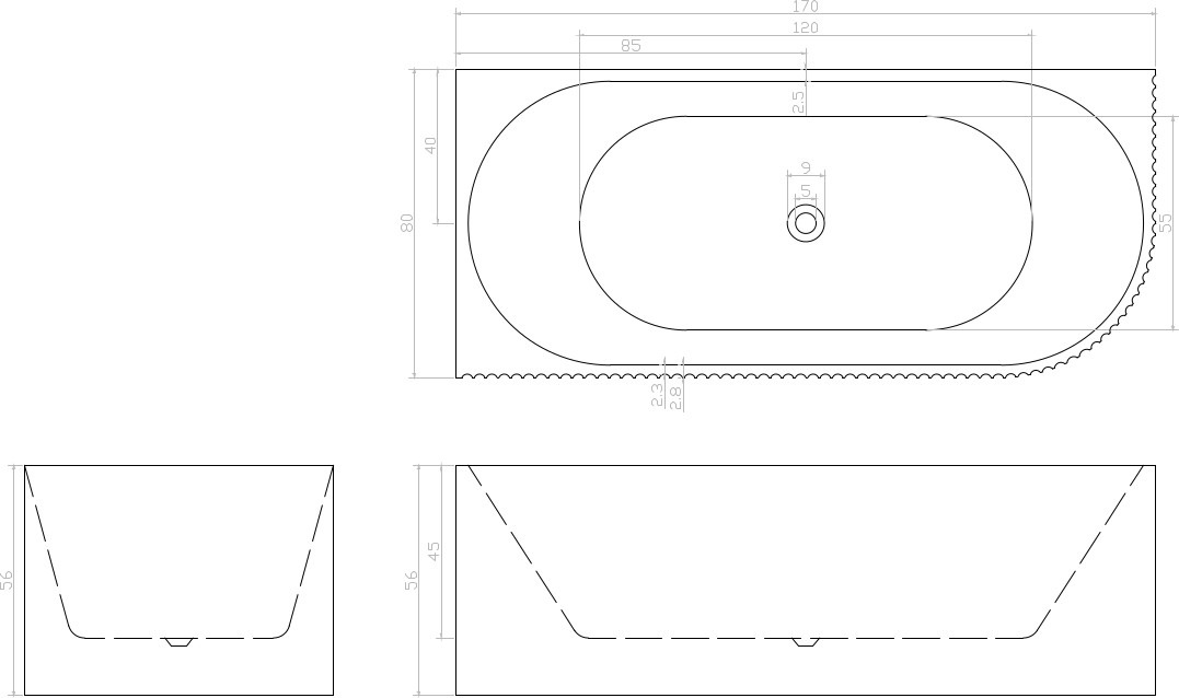 Sanotechnik Badewanne »BALI LINKS«, 170x80x56 cm, Acryl