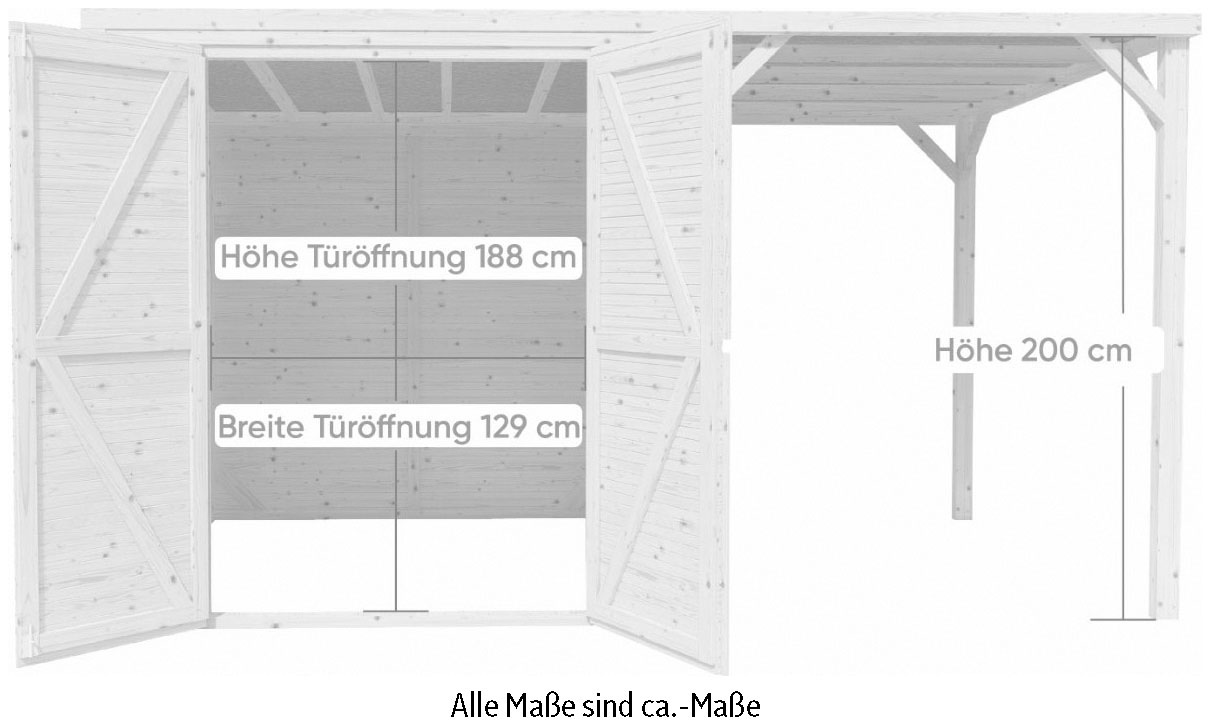 KONIFERA Gartenhaus »Beno 3 PLUS Fineline Flachdach«, mit Anbaudach