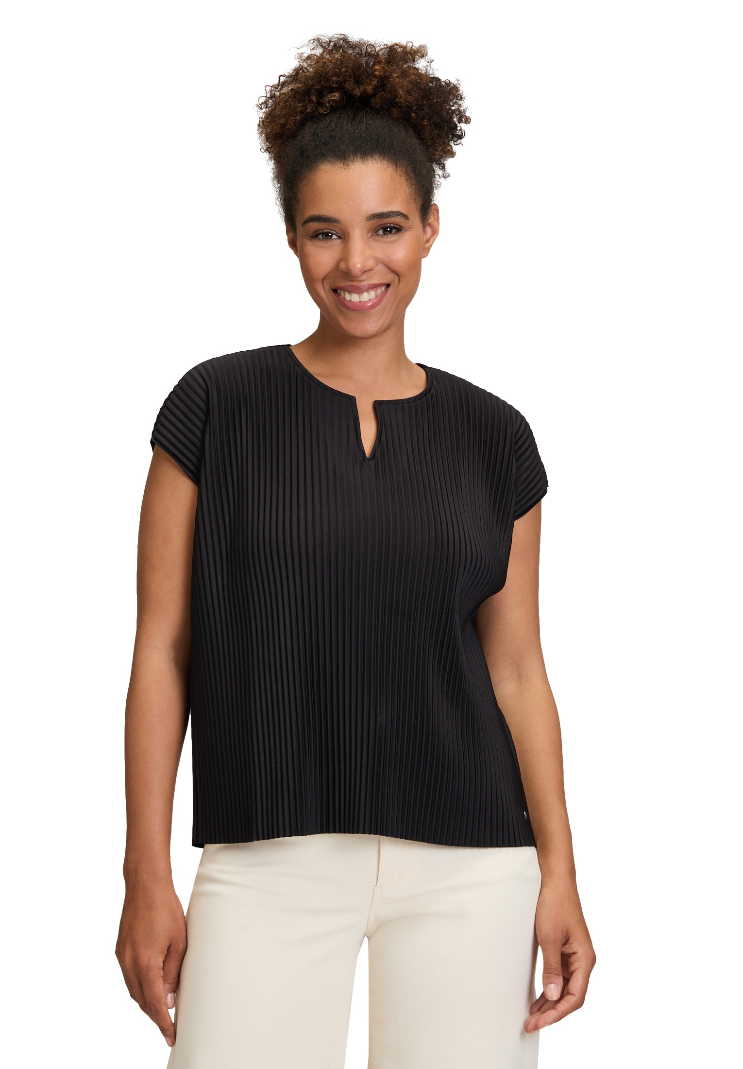 Betty&Co Kurzarmshirt "Betty & Co Kurzarm-Shirt mit Plissee", (1 tlg.), Pli günstig online kaufen