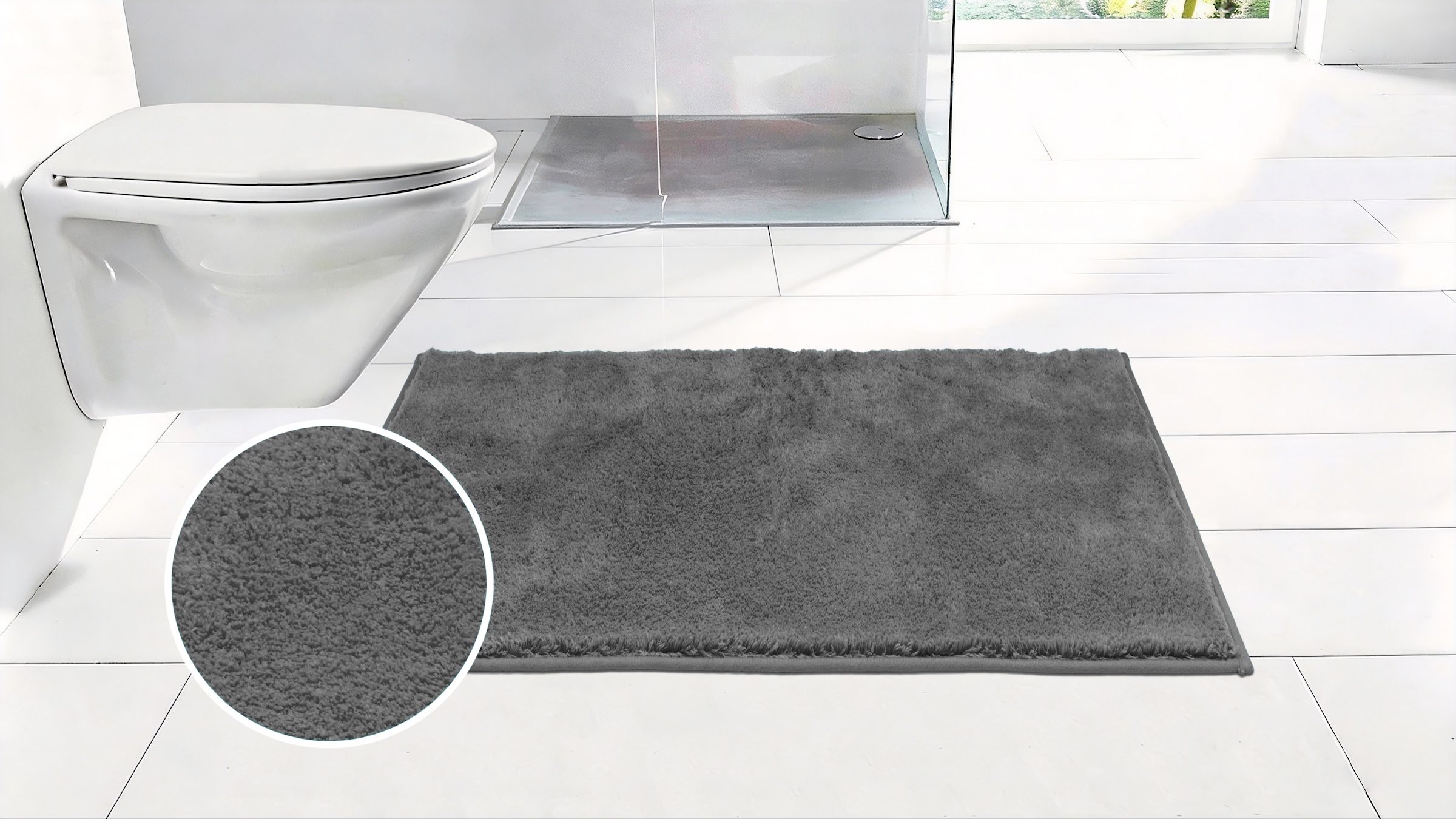 OTTO home Badematte "Cali, Badvorleger, Badezimmer Teppich, Duschvorleger" Höhe 10 mm rutschhemmend beschichtet fußbodenheizungsgeeignet schnell trocknend weich, Uni Farben, auch als Teppich erhältlich