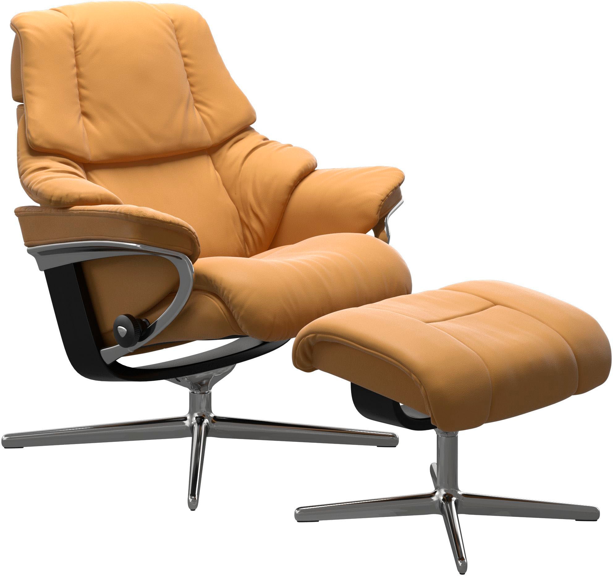 Stressless® Relaxsessel »Reno«, (Set, Relaxsessel mit Hocker), mit Hocker, mit Cross Base, Größe S, M & L, Holzakzent Schwarz