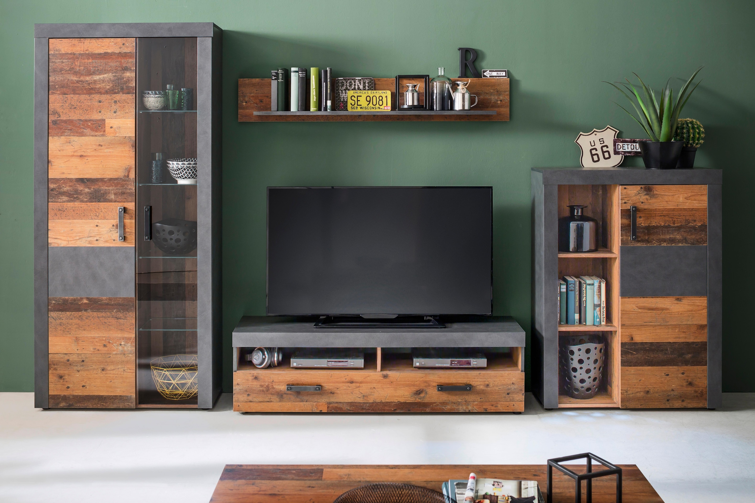 INOSIGN Wohnwand "Ilana" Set, 4 tlg. moderne Wohnwand im Industrial Style - günstig online kaufen