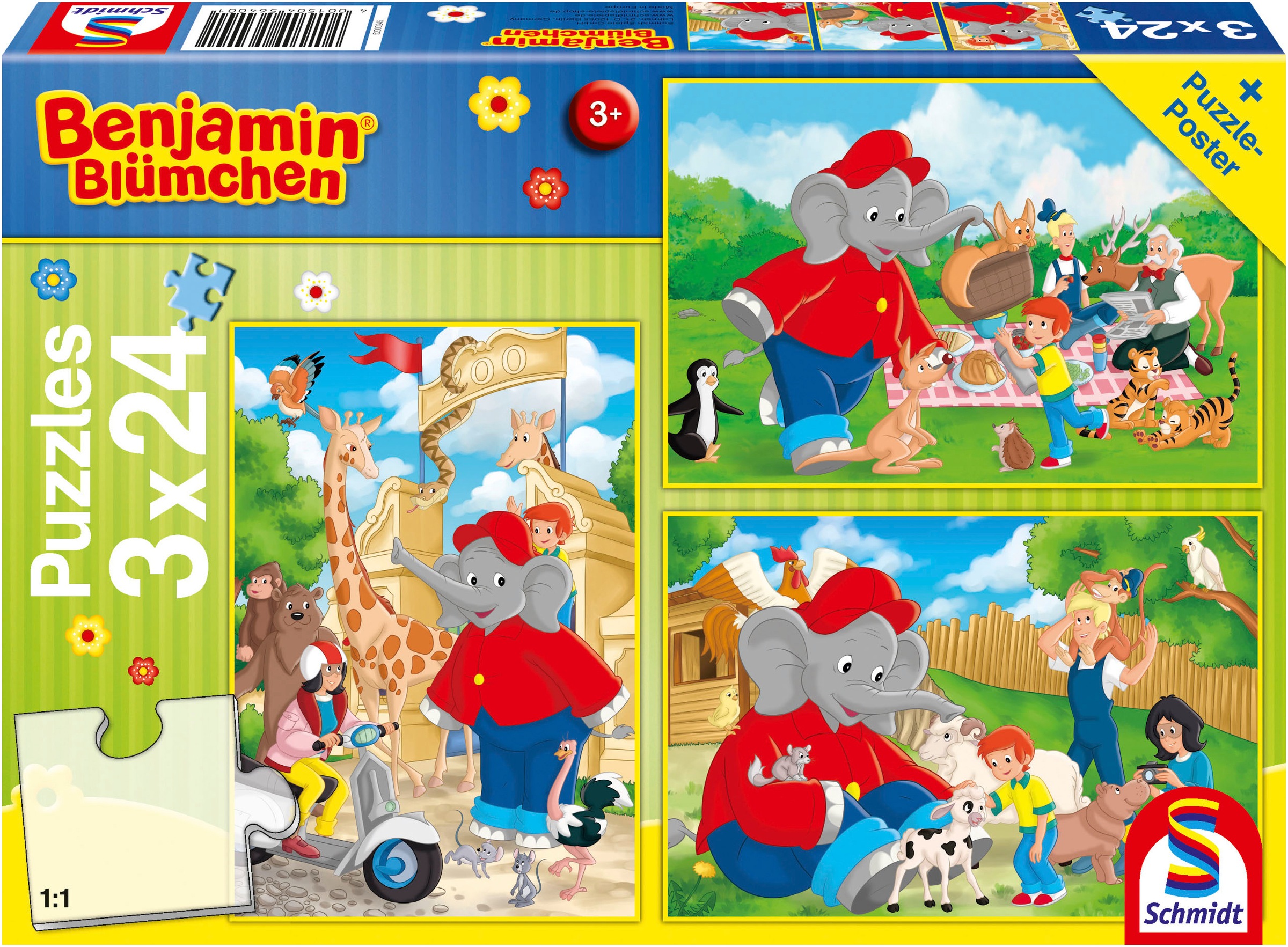 Puzzle »Benjamin Blümchen, Im Zoo«, (72 tlg.), 3x24 Teile