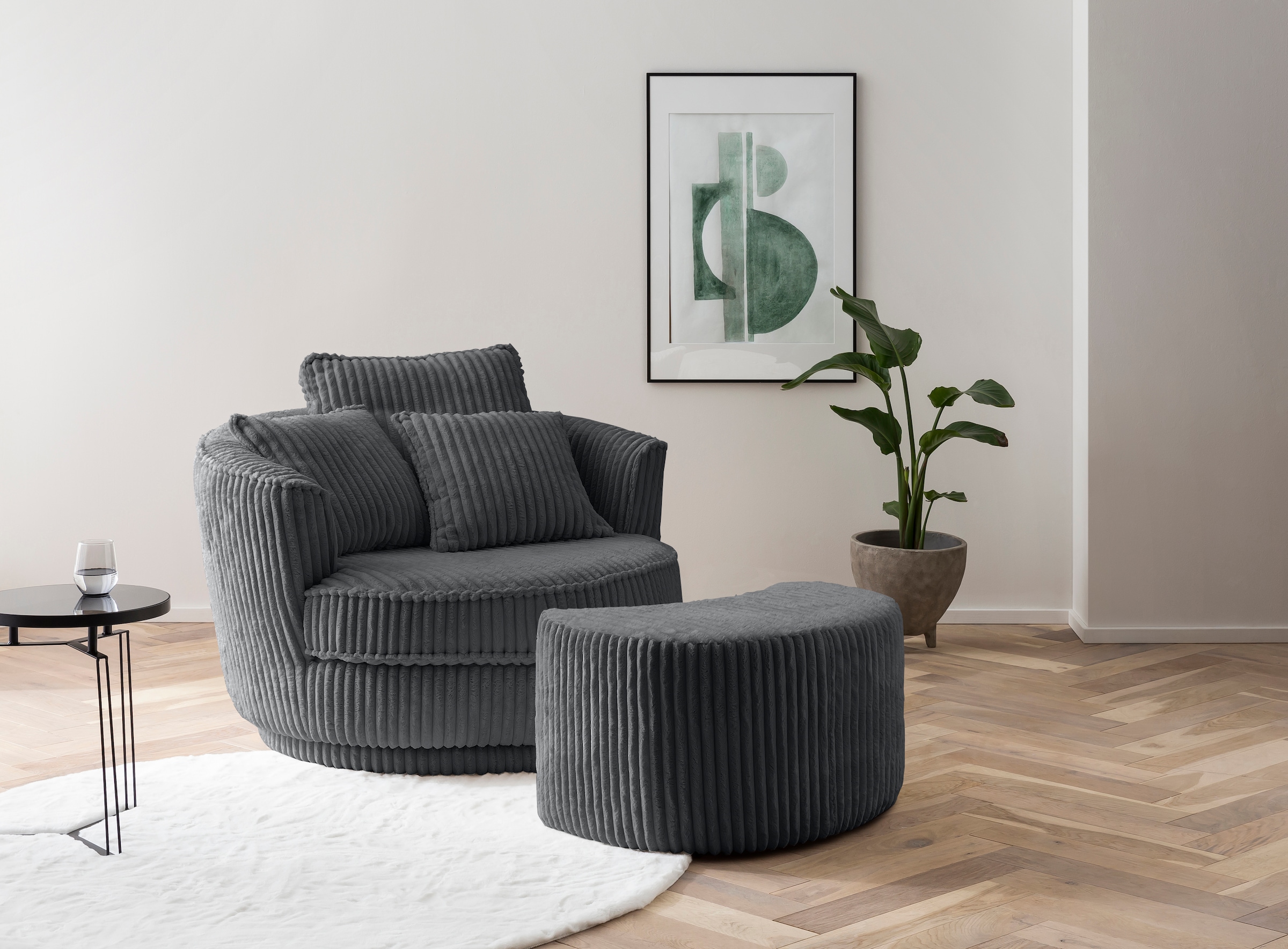Home affaire Hocker »MAISIE Cord, passende Ergänzung Drehsessel« in 3 Farben