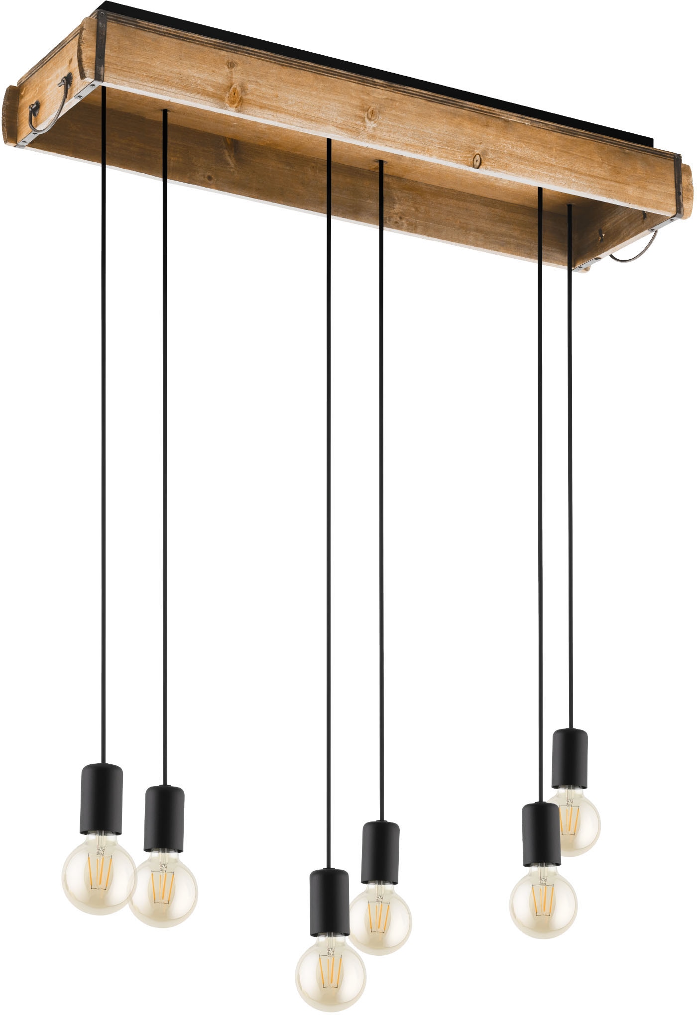 EGLO Hängeleuchte in - BAUR »WOOTTON«, schwarz - exkl. E27 aus braun | Hängeleuchte Stahl Holz, und 40W