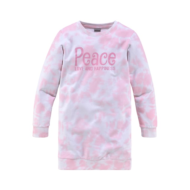 KIDSWORLD Sweatkleid »Peace Love and Happiness«, Batikmuster kaufen | BAUR