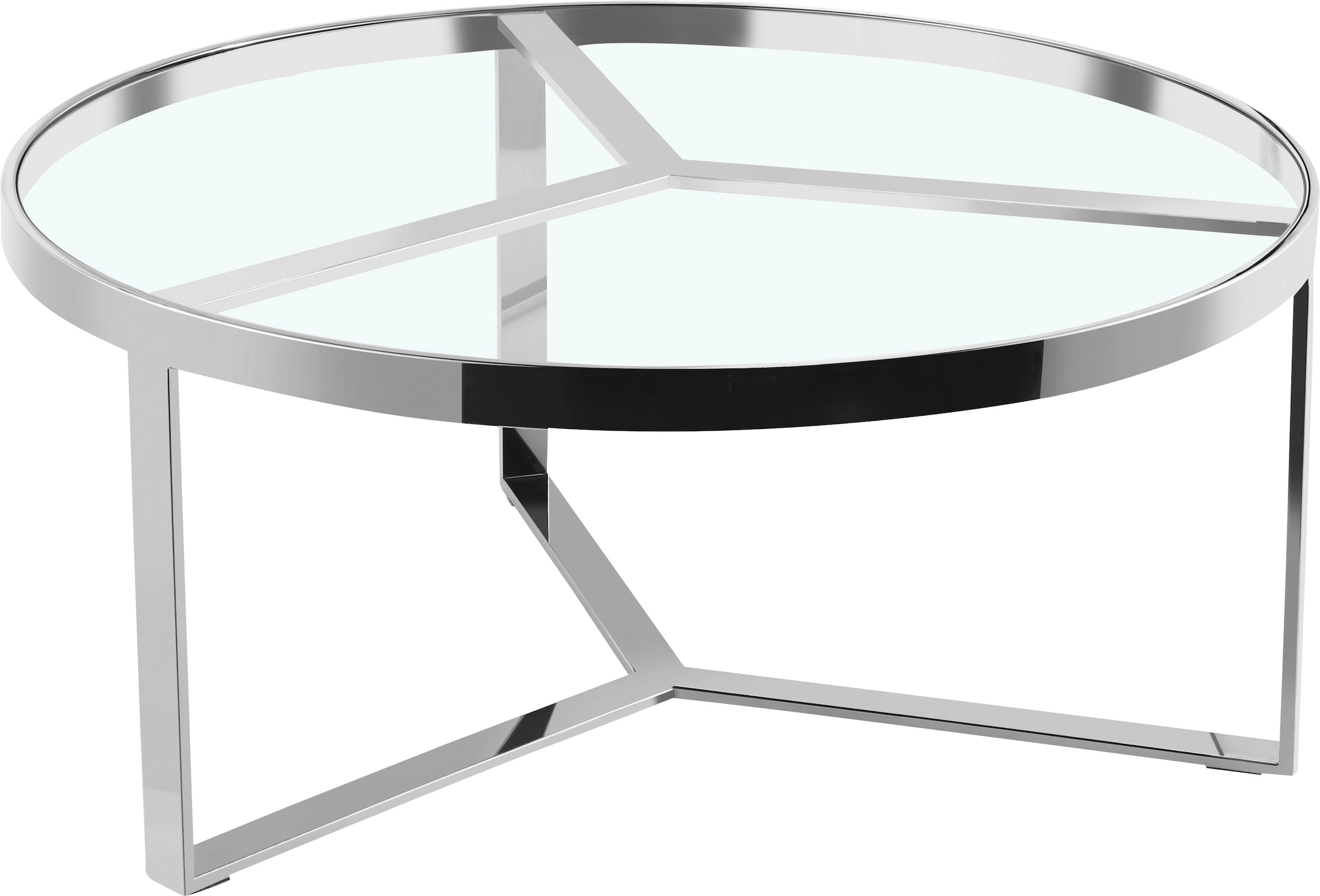 Couchtisch »Palmer«, rund, Gestell aus Edelstahl, Glastisch
