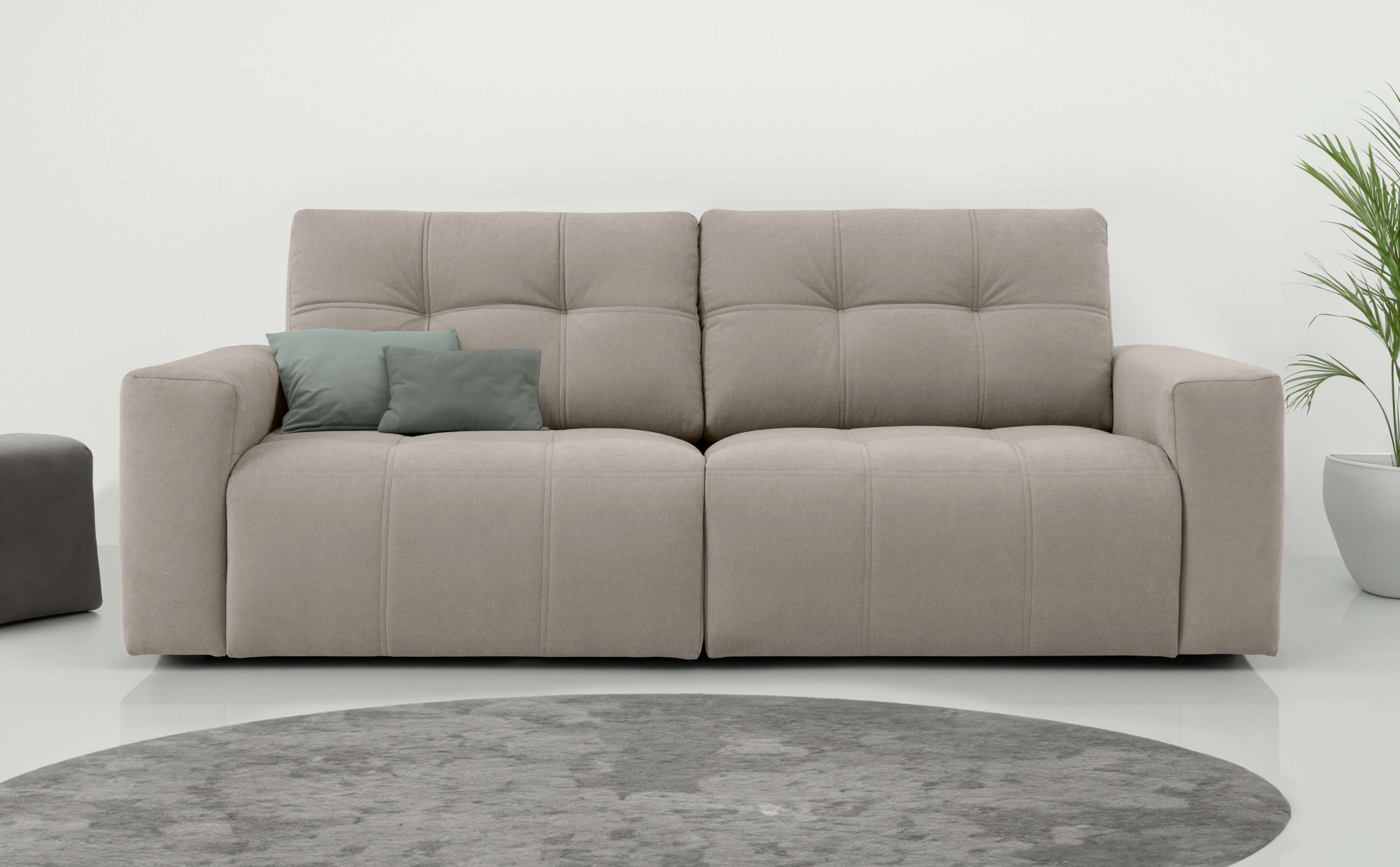 OTTO home 3-Sitzer "Turnon, Lounge-sofa, Breite 220 cm" Chenille, mit Knopf- und Doppelsteppung, elegantes Aussehen