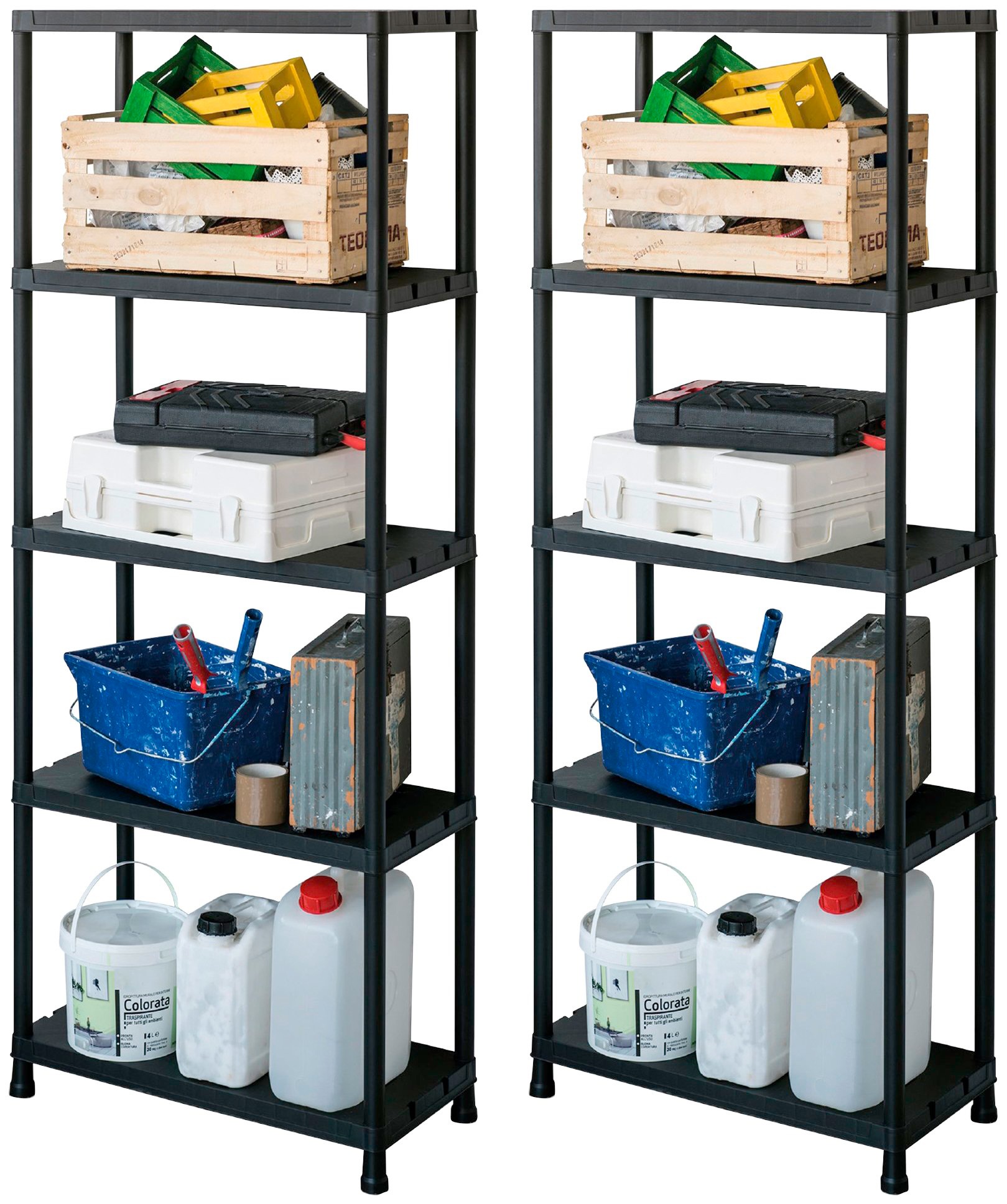 ONDIS24 Steckregal Set, 2 Stk. tlg. je 5 Böden, Kunststoff günstig online kaufen