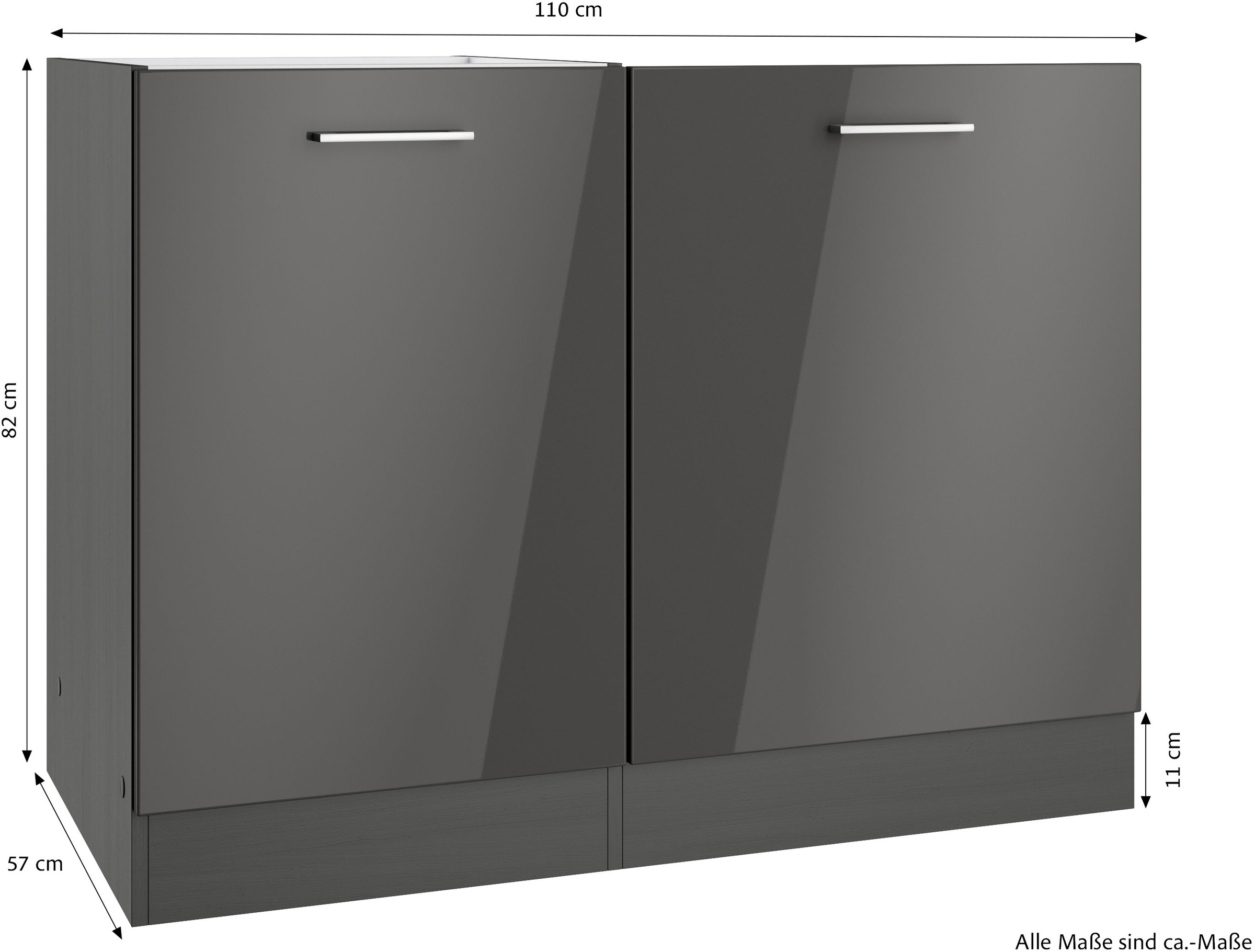 KOCHSTATION Spülenschrank »KS-Milan« Spülzentrum 110 cm, matte oder hochglänzende Fronten