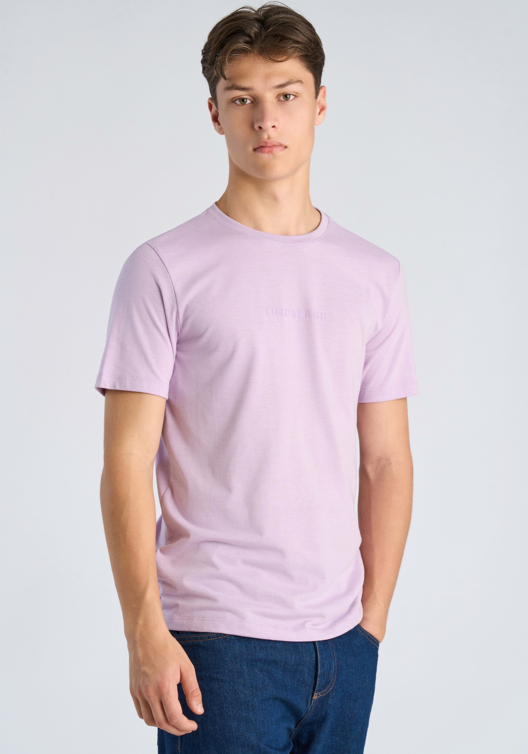 LINDBERGH Kurzarmshirt Sommershirt mit LINDBERGH-Print