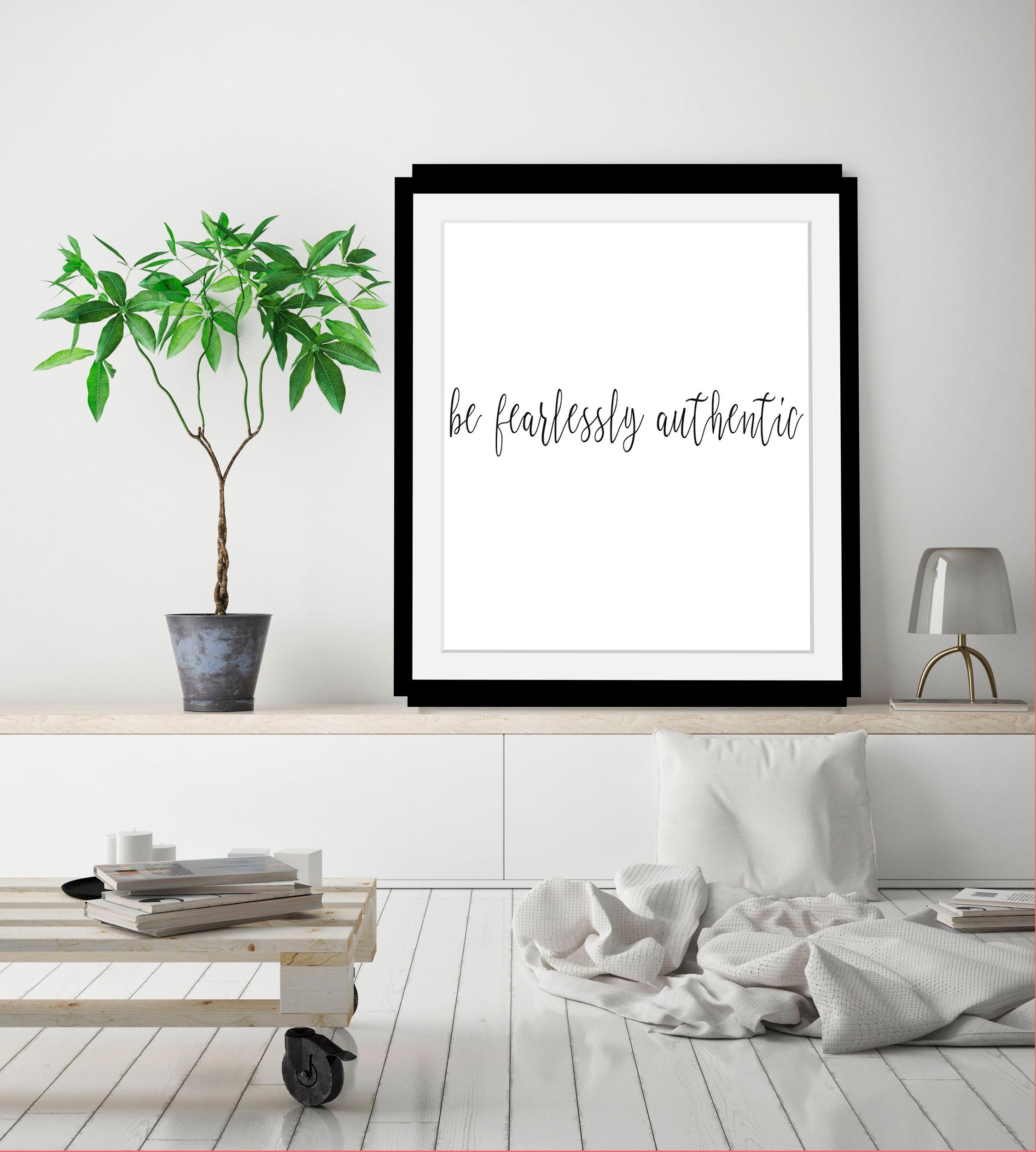 queence Bild »Spruch« Motivationsbilder | Schriftzug | Schwarz-Weiß HD Premium Poster-Druck inkl. Holzrahmen