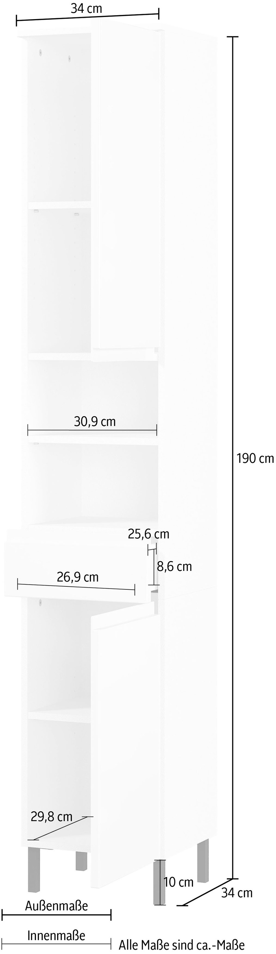 GERMANIA Hochschrank »Scantic«, Breite 34 cm, Schubkasten, kaufen 2 Badezimmerschrank, | Fächer 1 Türen, BAUR 2