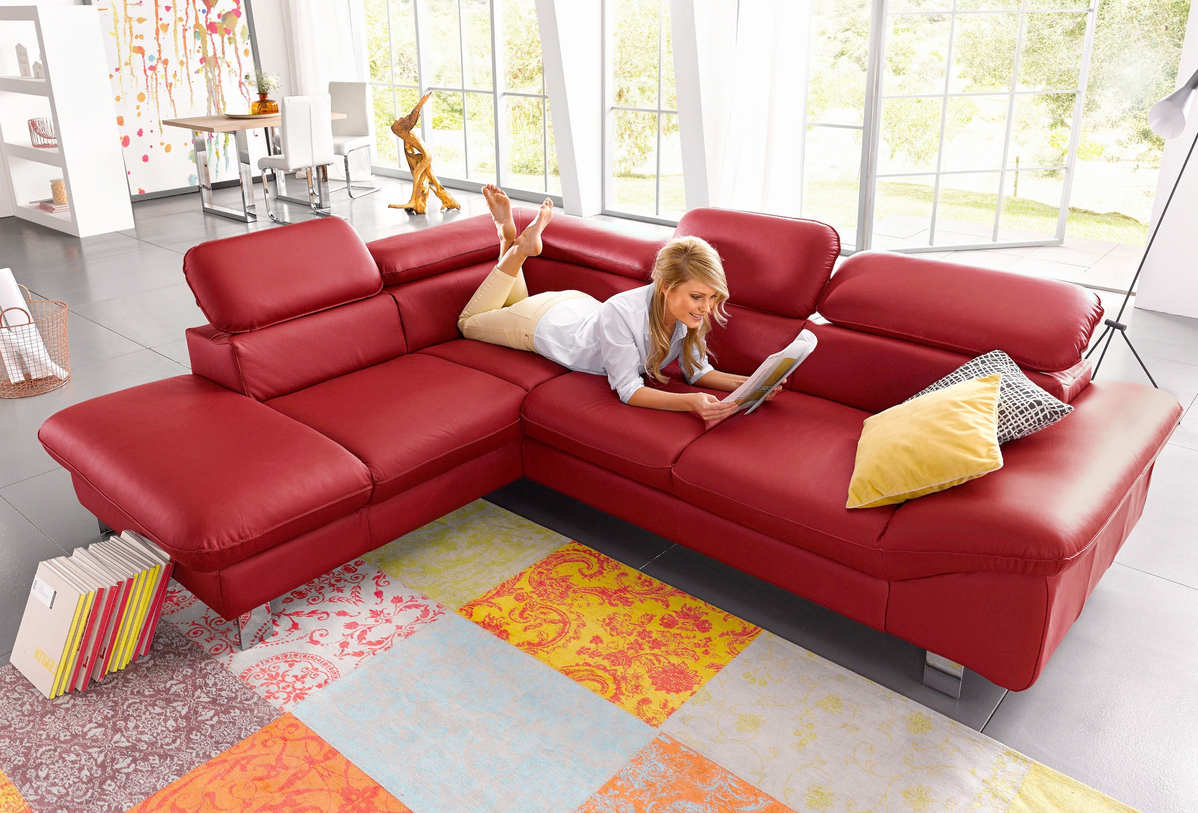 COTTA Ecksofa "Driver L-Form, B: 265cm, moderne Couch, Wellenunterfederung, inkl. 3 x" Kopfteilverstellung, optional Schlaffunktion & Bettkasten