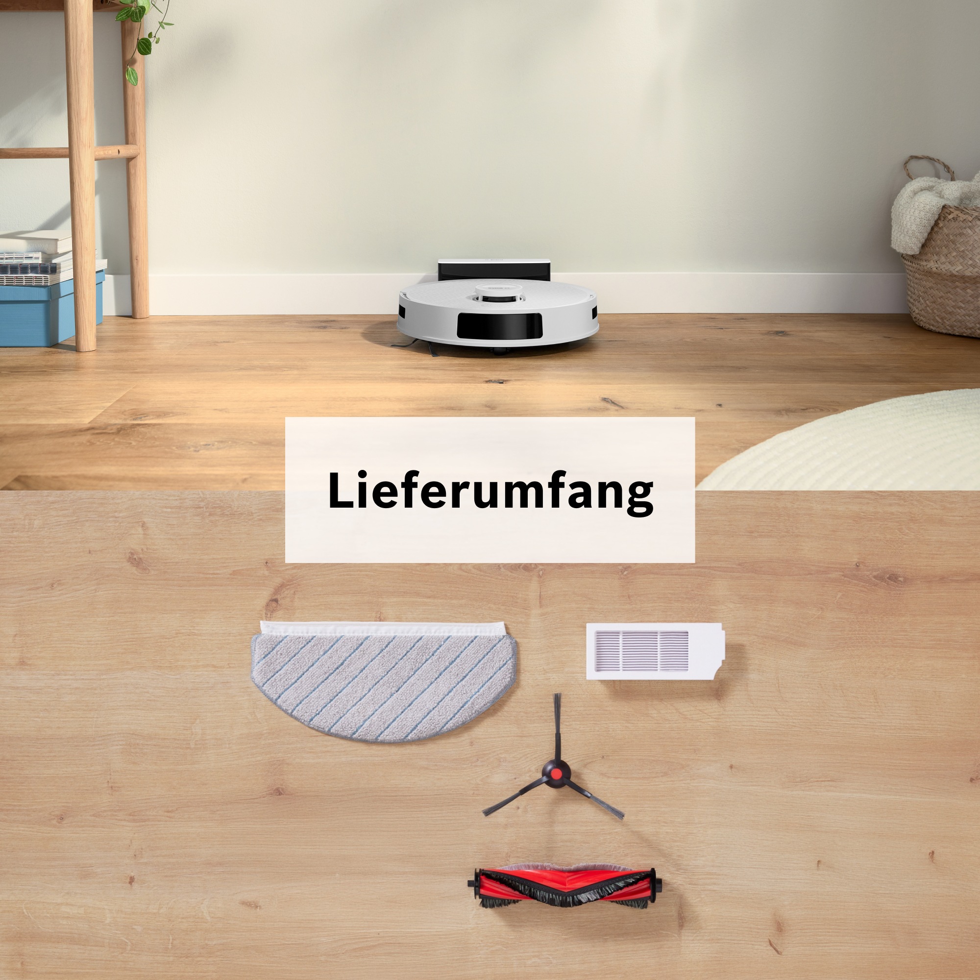 BOSCH Saugroboter »Spotless BCRC1W, Saugroboter mit Wischfunktion, 11.000 Pa Saugkraft«, Ladestation, einfache Navigation mit Infrarot-Licht, Carbon Bürste