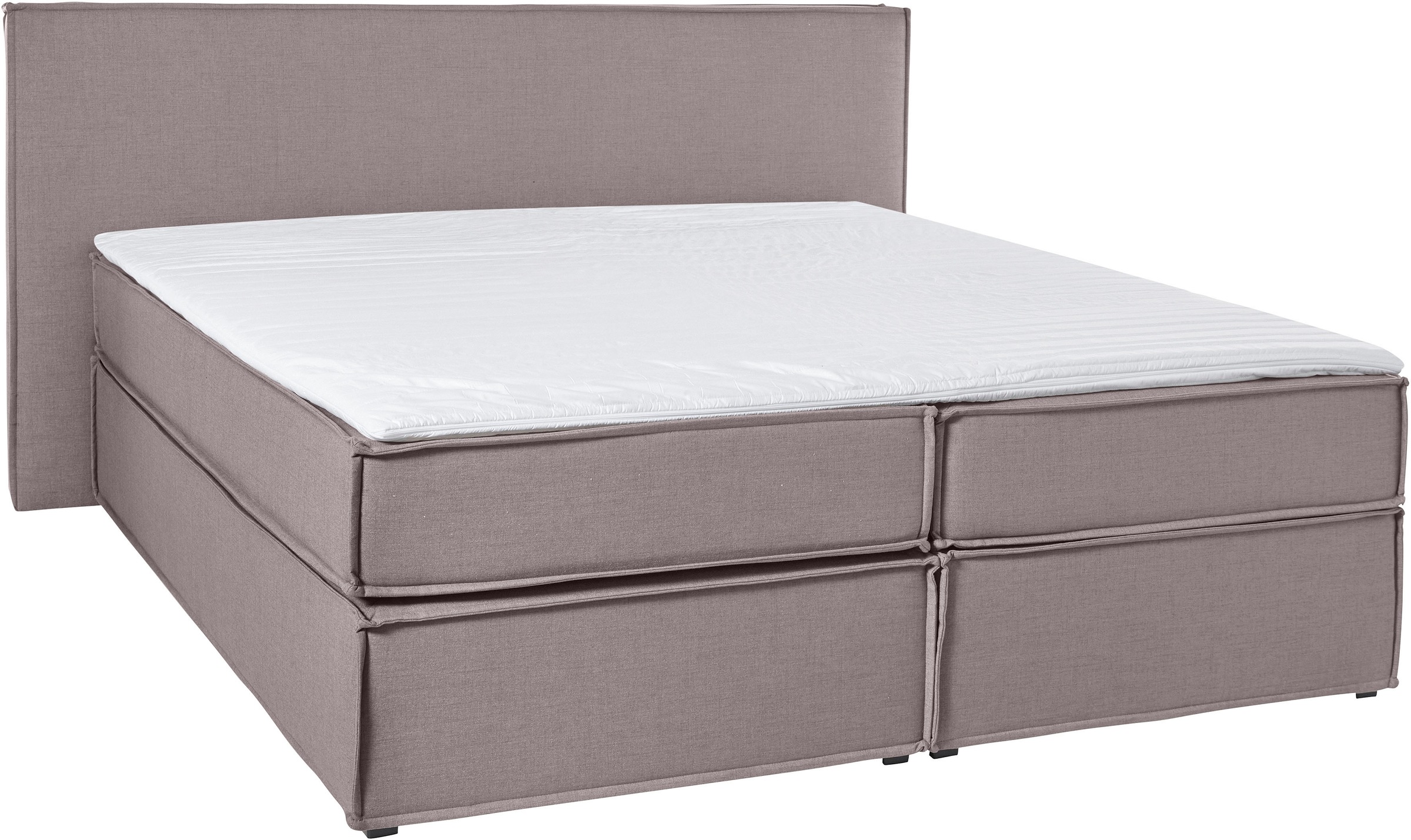 Boxspringbett "Yuma", grau (hellgrau), B:213cm L:213cm, 100% Polyester, LEGER HOME BY LENA GERCKE, Komplettbetten, Boxspringbett, incl. Topper, in 4 Breiten, 3 Matratzenarten und je 2 Härtegraden 2