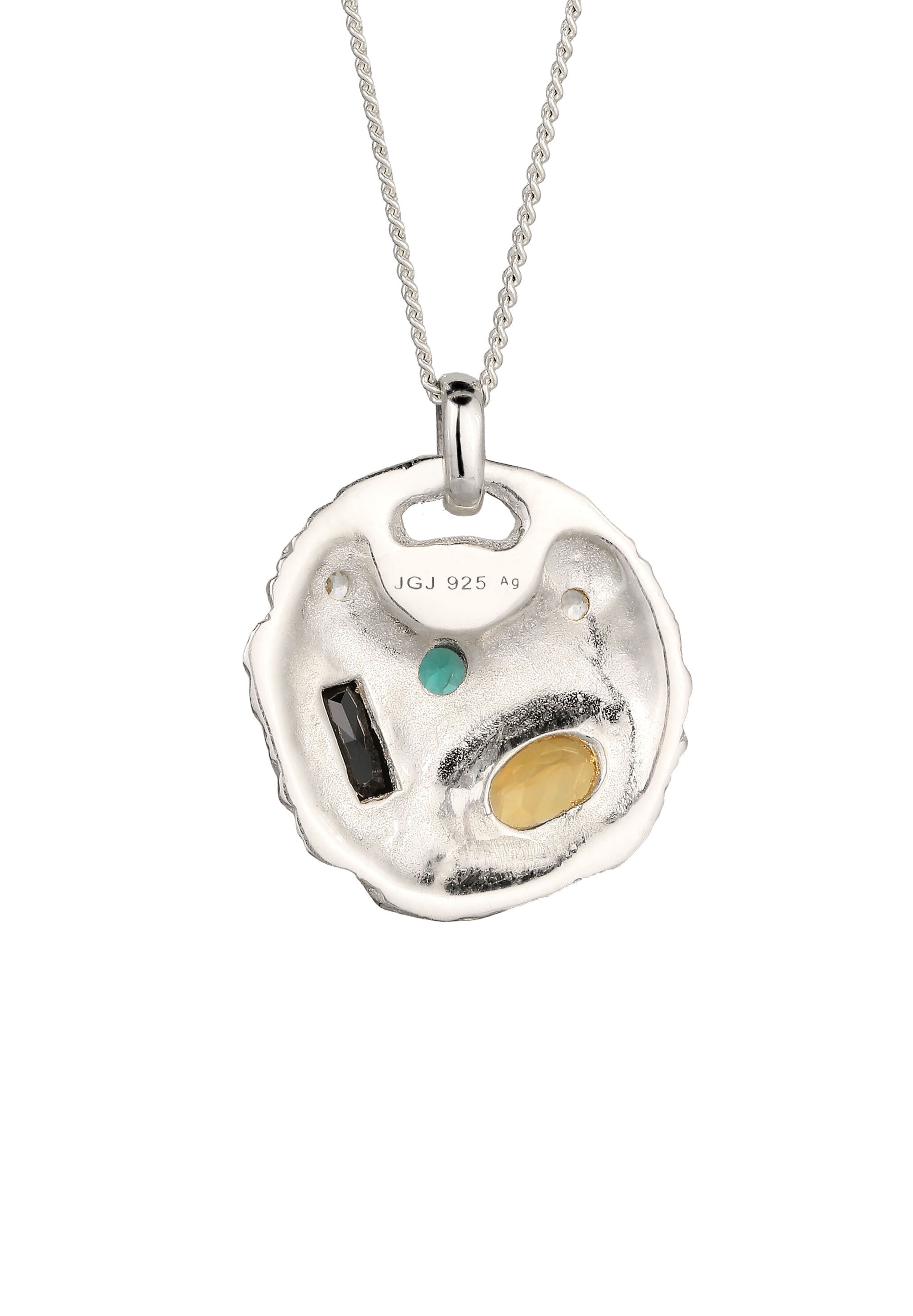 Elli »Halskette Topas Citrin Synthetischer Smaragd 925 Sterling Silber«