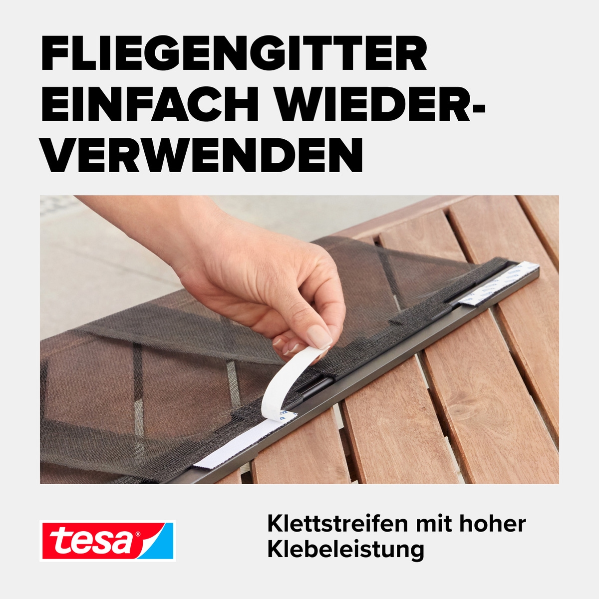 tesa Insektenschutz-Fensterrahmen »Insect Stop COMFORT selbstklebendes Klettband Ersatzrolle, 5,6m«, Klettband zur bohrfreien Fixierung am Fenster für Fliegengitter - weiß