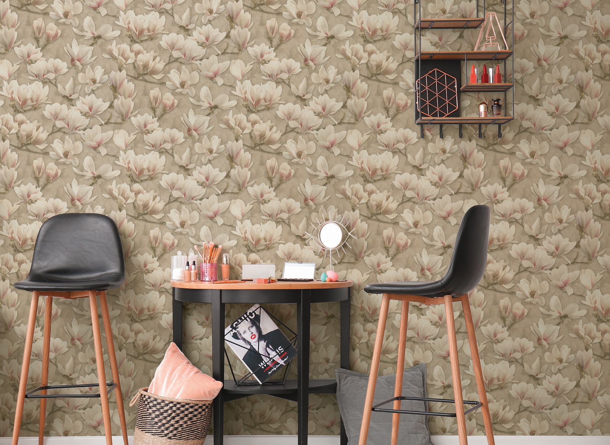 A.S. Création Vliestapete »PintWalls II Blumen-Tapete Mustertapete Magnolien Blumen«, matt, Vliestapete floral für Schlafzimmer Küche Wohnzimmer Magnolie Design