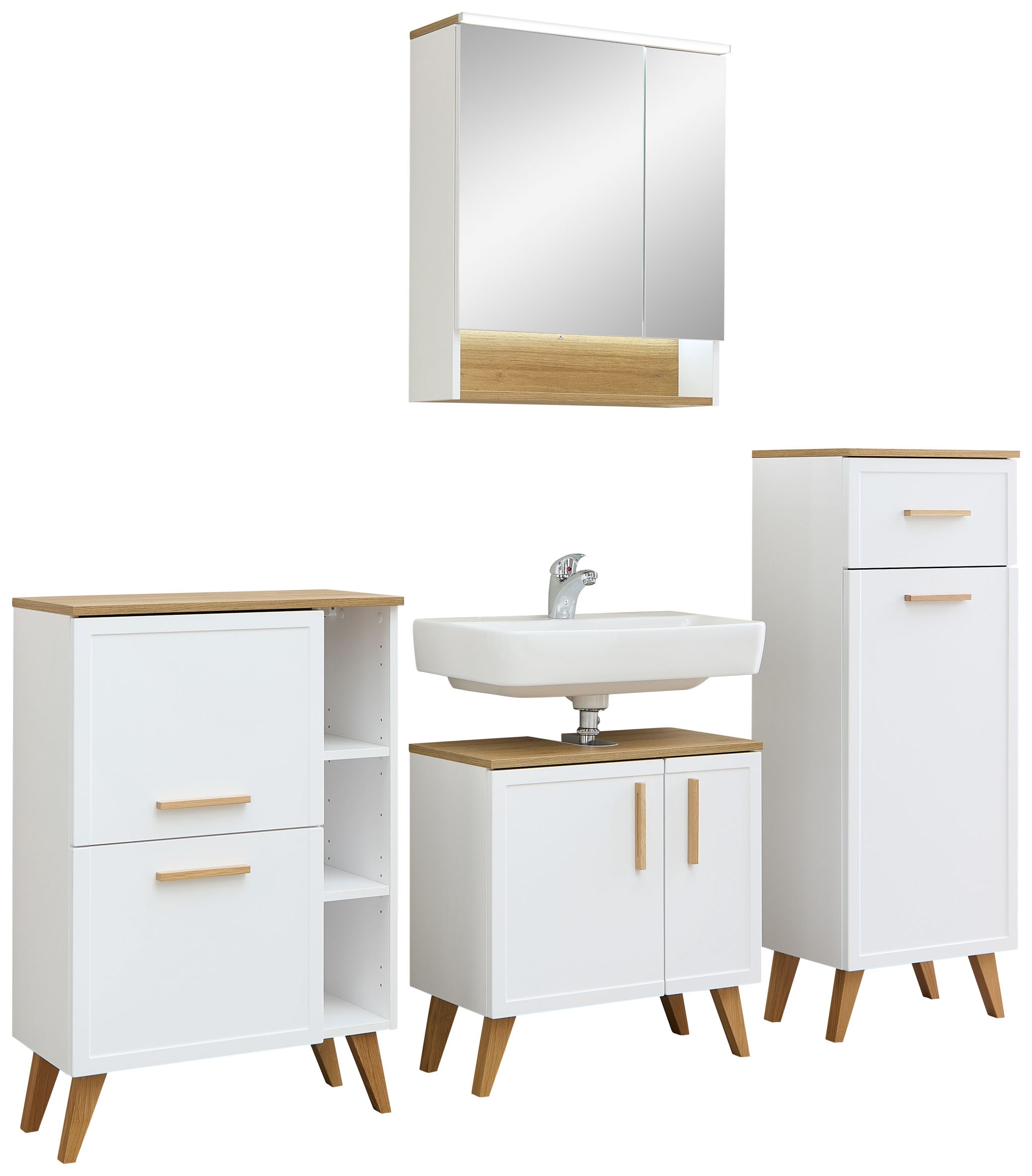 Saphir Badmöbel-Set "5-teilig, mit Soft-Close Türen und Fuß-Set" Set, 7 Stk. tlg.