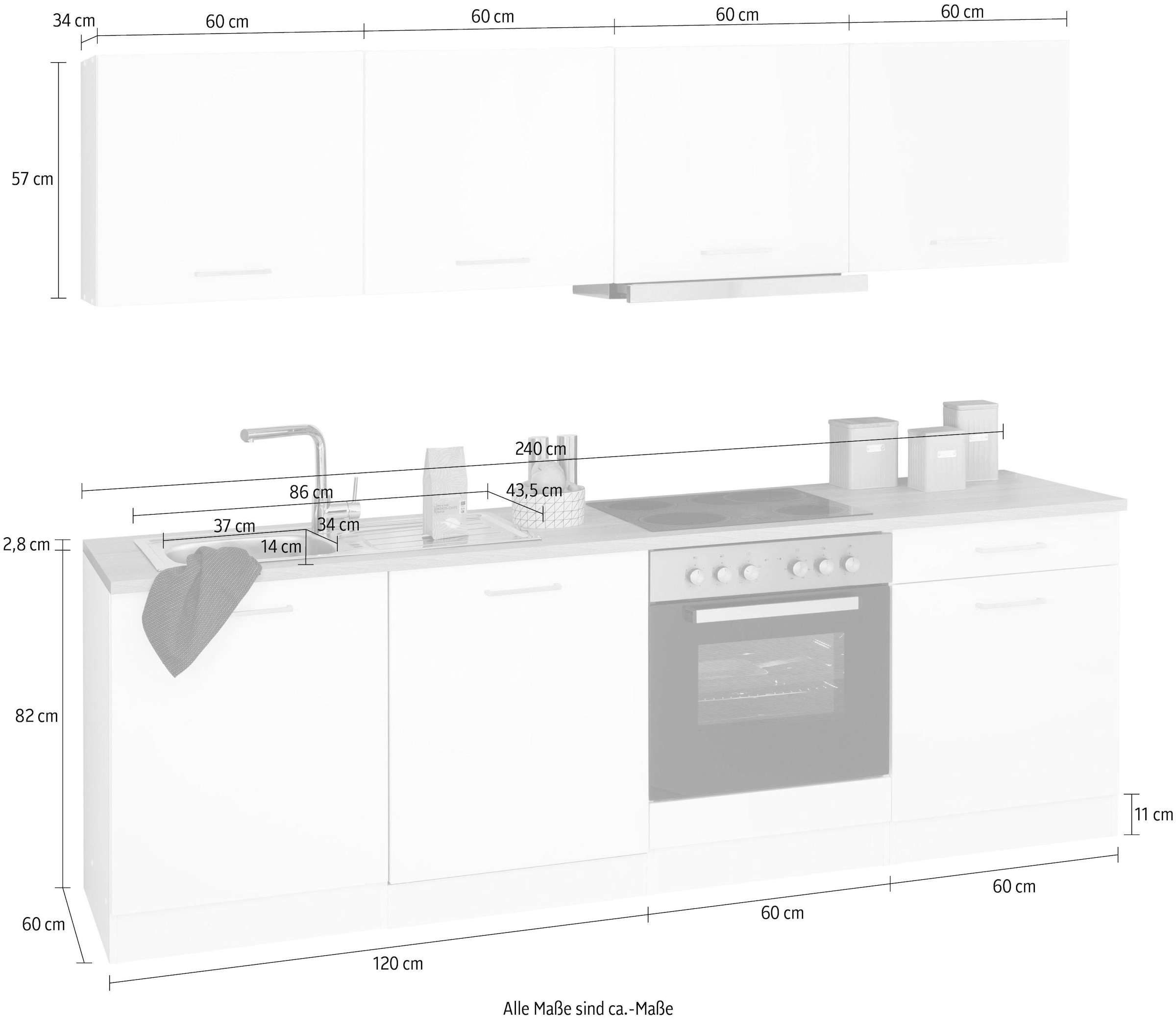 HELD MÖBEL Küchenzeile »Visby«, mit E-Geräten, Breite 240 cm