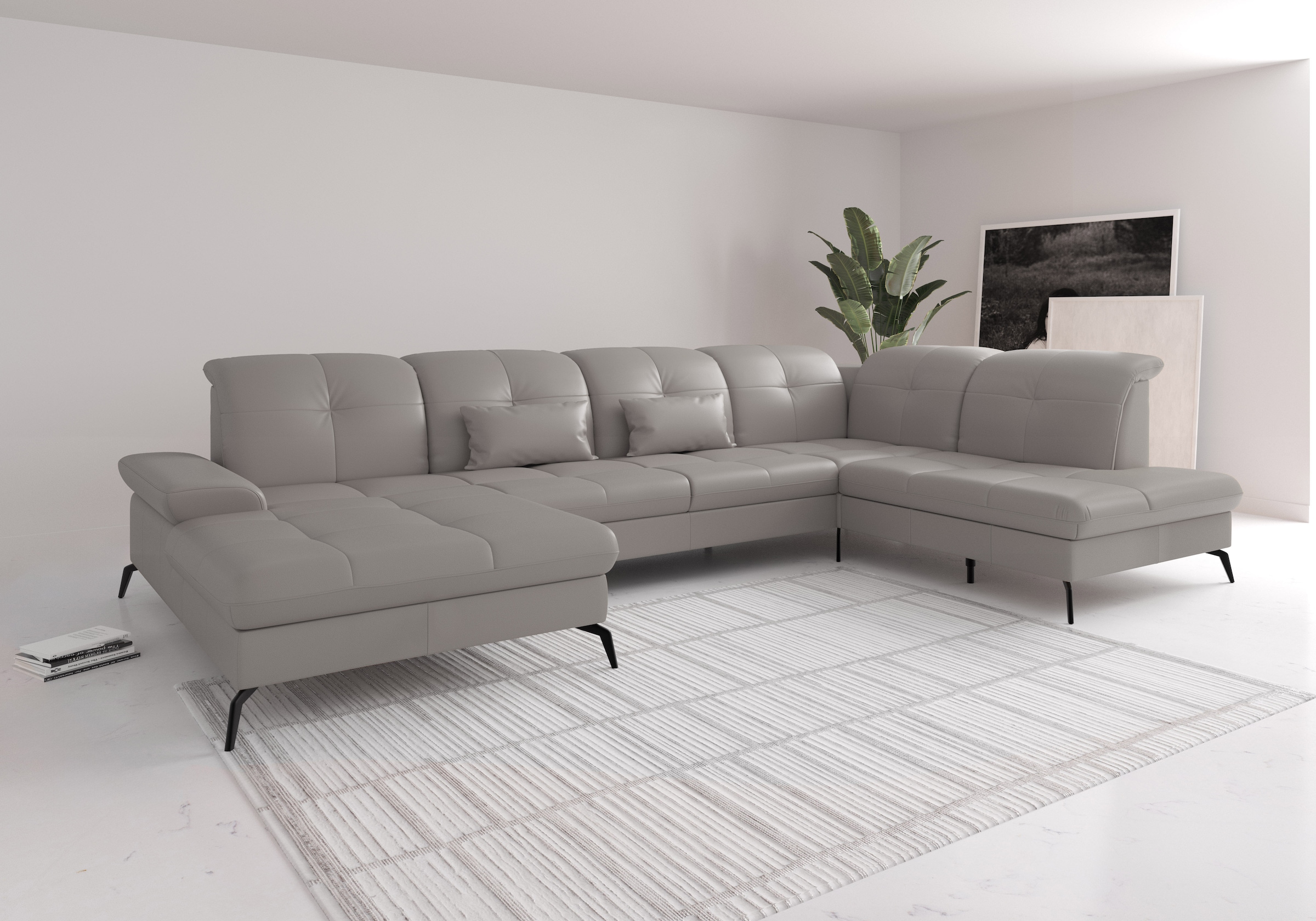 sit&more Wohnlandschaft "Amica, U-Form, inkl. Sitztiefenverstellung und Armteilverstellung" wahlweise mit Kopfteilverstellung, Schlaffunktion und Bettkasten