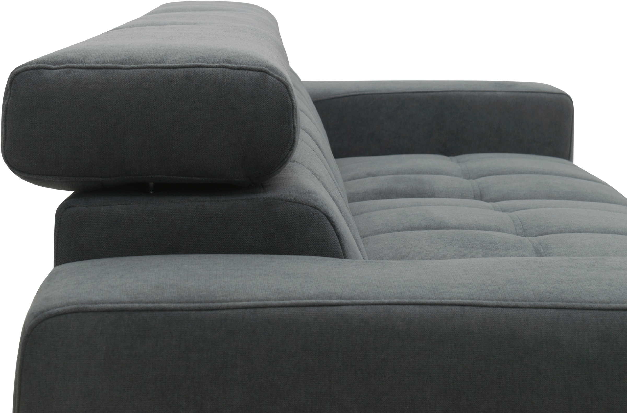 DOMO collection Ecksofa »Trento L-Form, mit Kufenfuß oder Einzelfuß«, wahlweise mit Kopfteilverstellung, Recamiere links/rechts bestellbar