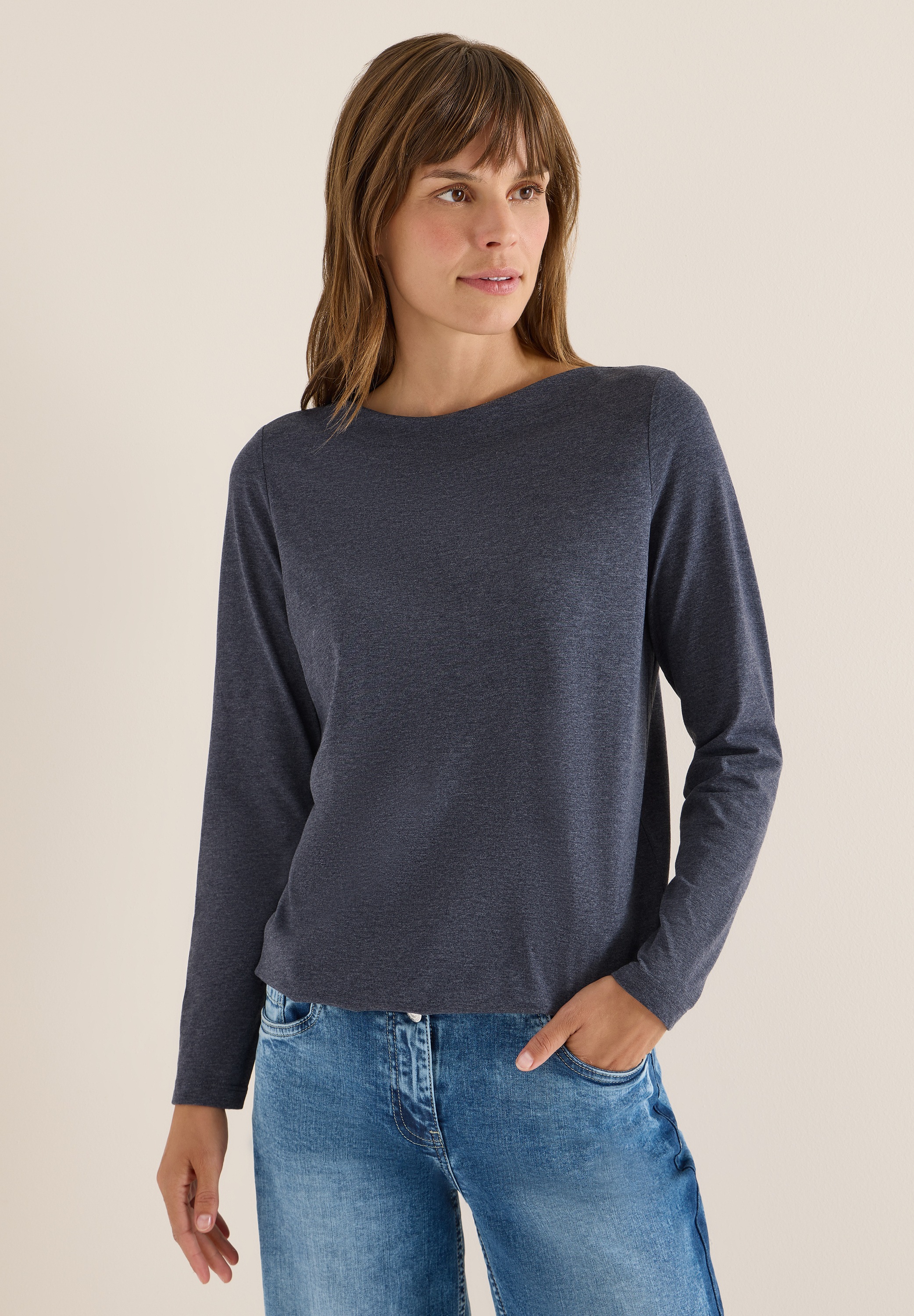 Cecil Langarmshirt im Melange Look günstig online kaufen